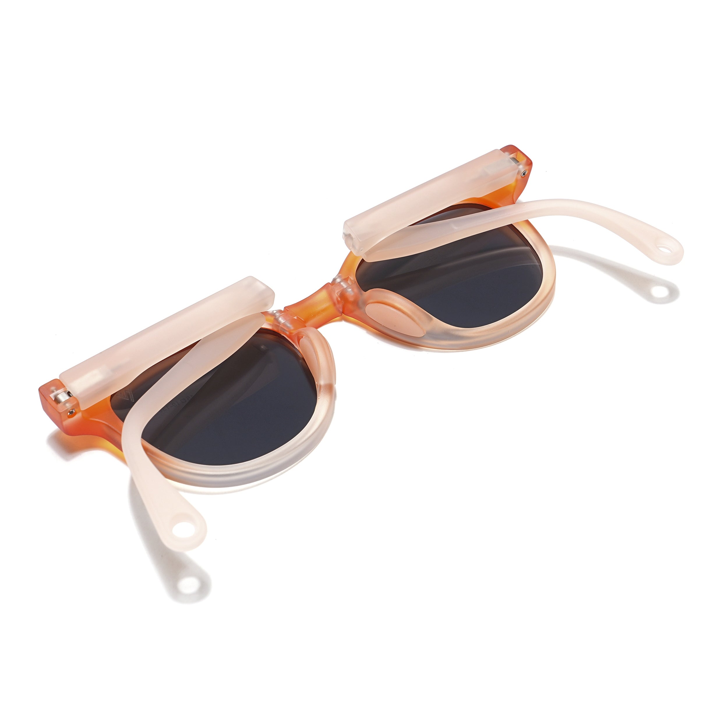 Foldable Round Polarized Sunglasses for Kids -6 yrs To 12 yrs (Black Lens | Orange Frame - PMG5917)