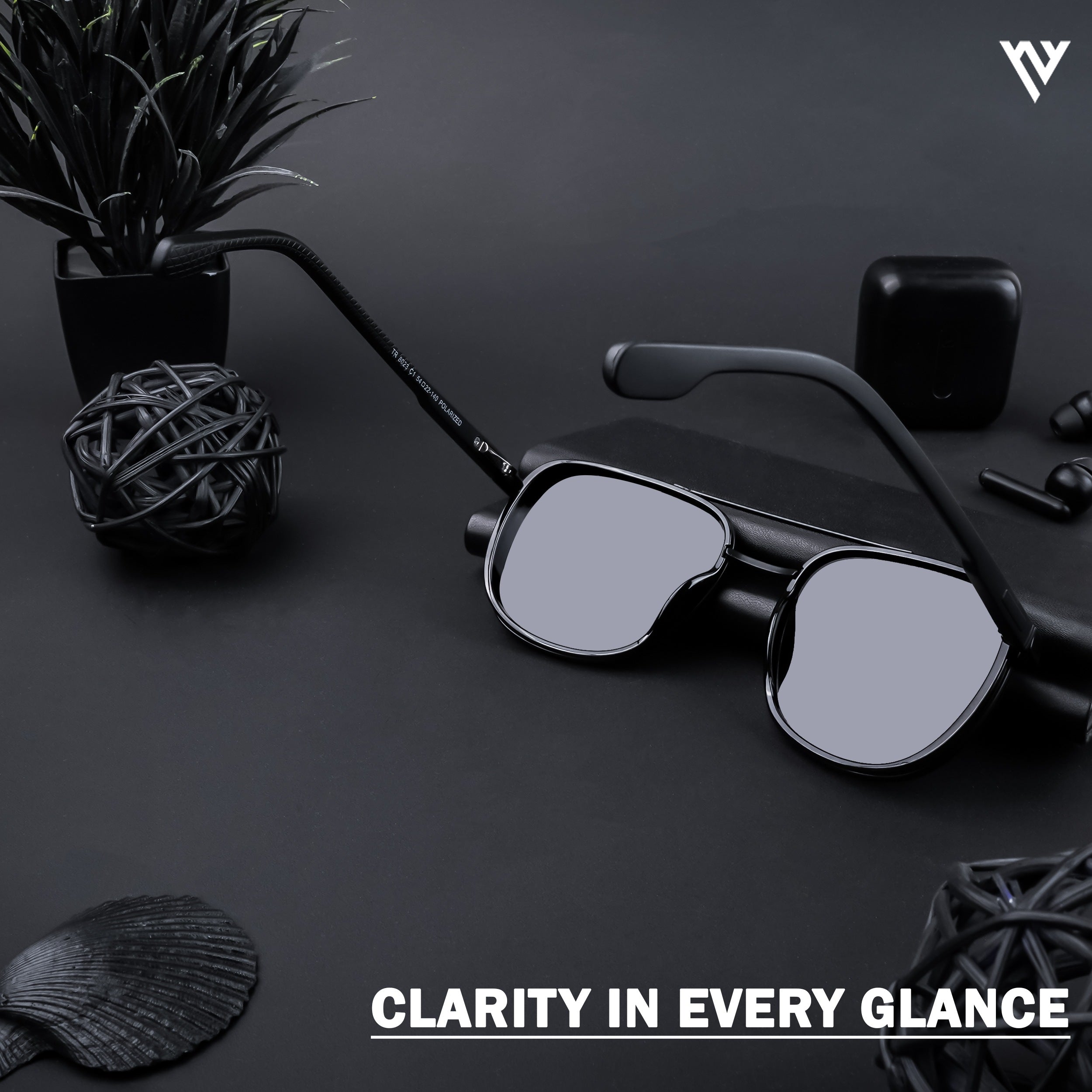 Voyage Exclusive Shine Black Polarized Wayfarer Sunglasses for Men & Women (TR8023PMG4438)