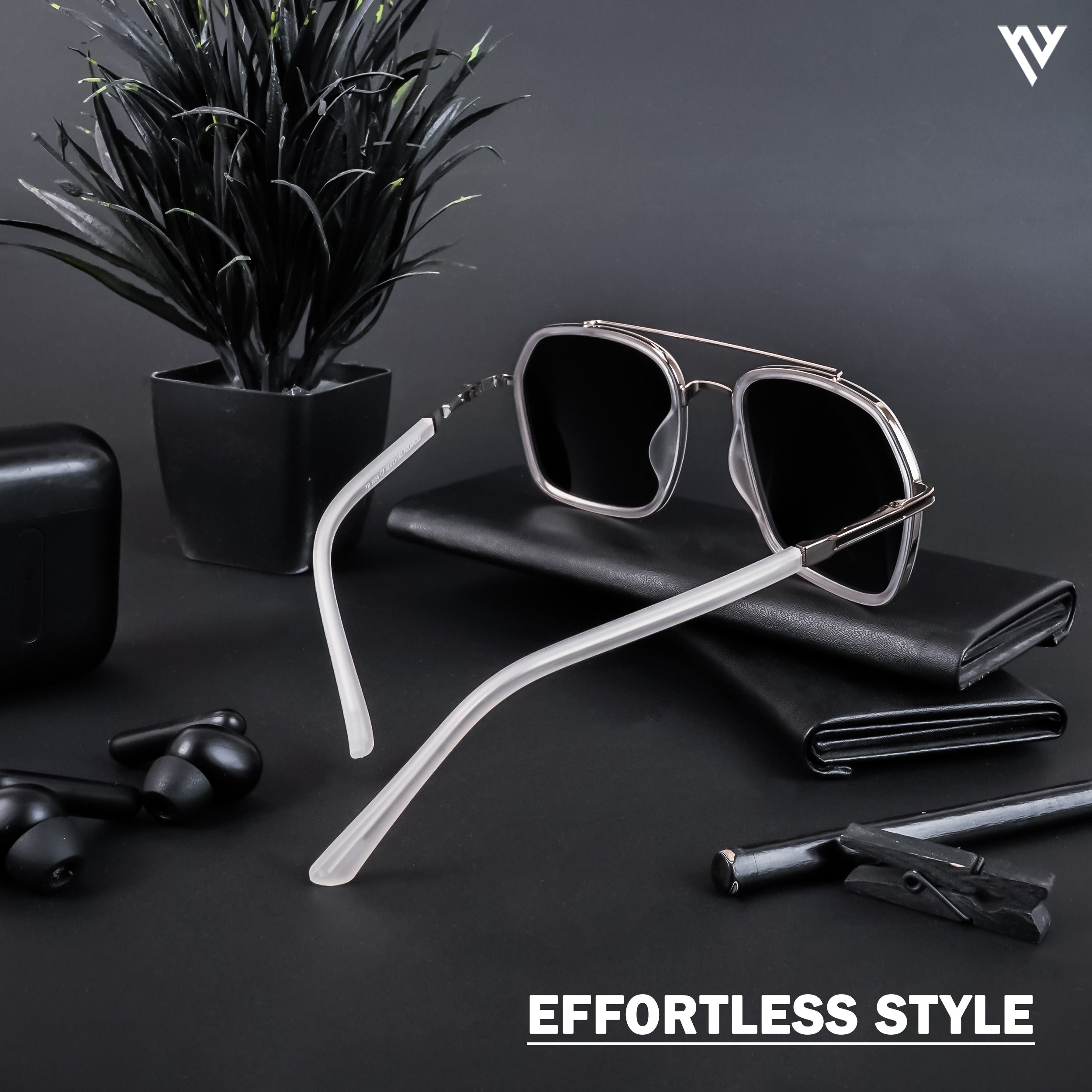 Voyage Exclusive Silver & Transparent Polarized Wayfarer Sunglasses for Men & Women (TR8054PMG4482)