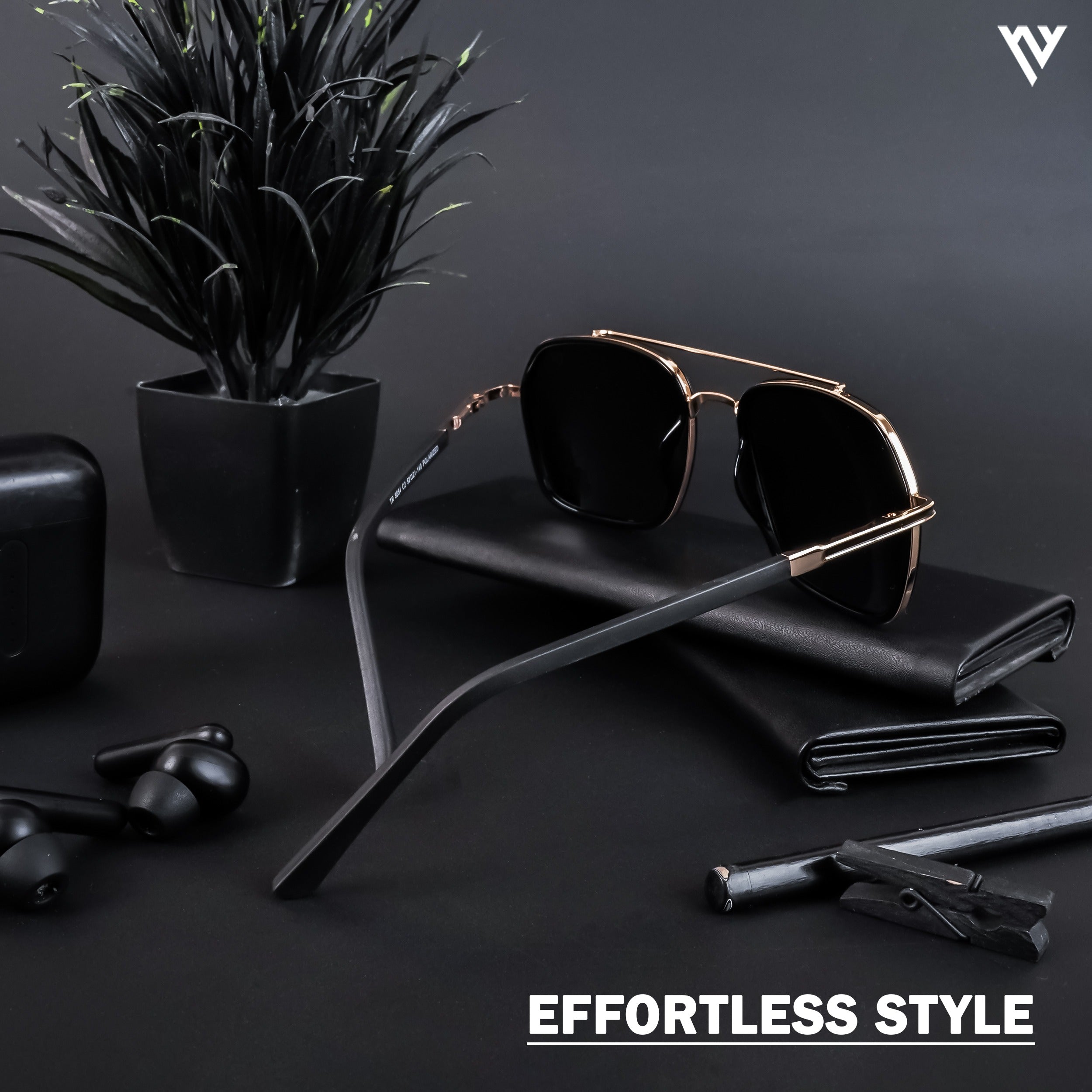 Voyage Exclusive Golden & Black Polarized Wayfarer Sunglasses for Men & Women (TR8054PMG4480)