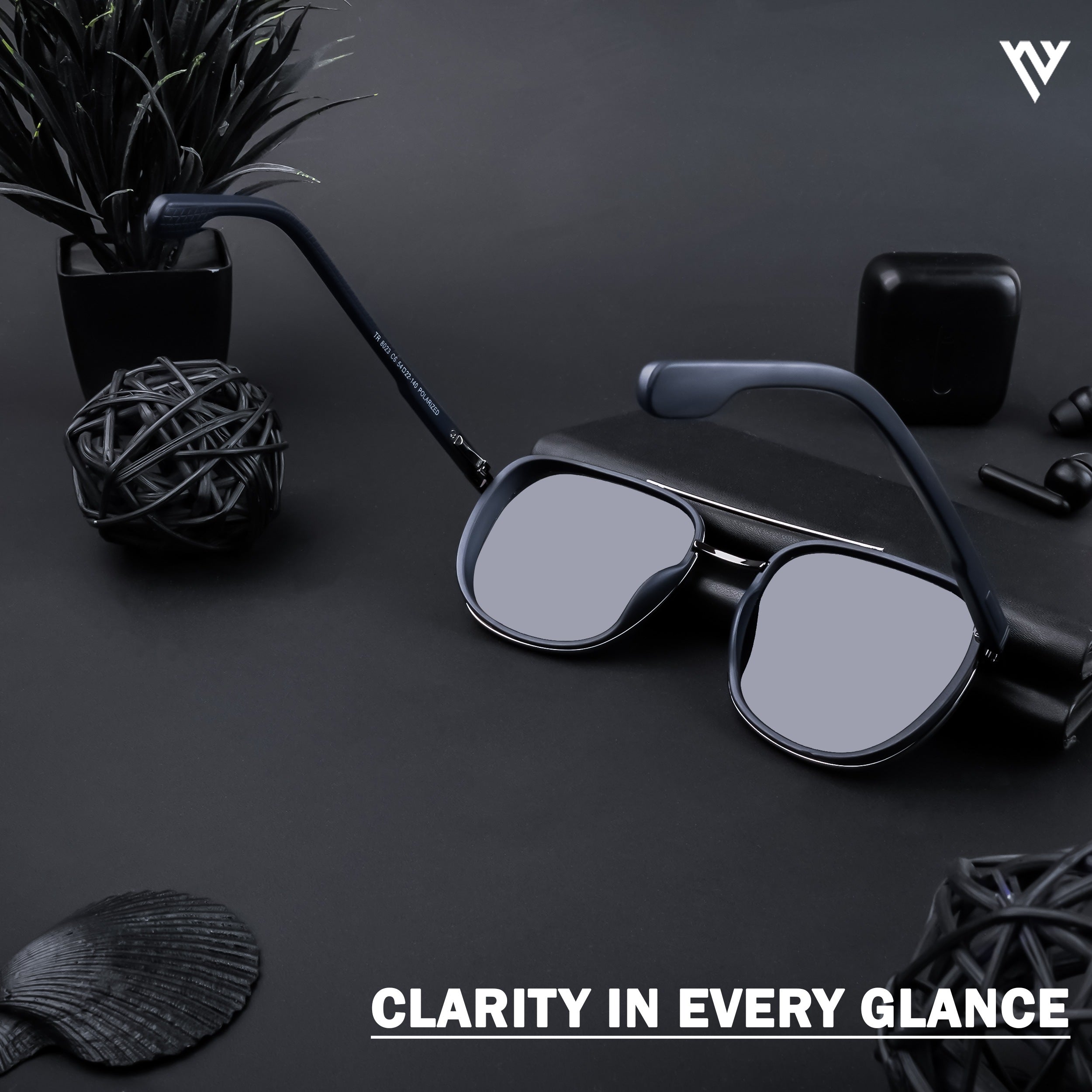 Voyage Exclusive Grey & Navy Blue Polarized Wayfarer Sunglasses for Men & Women (TR8023PMG4441)