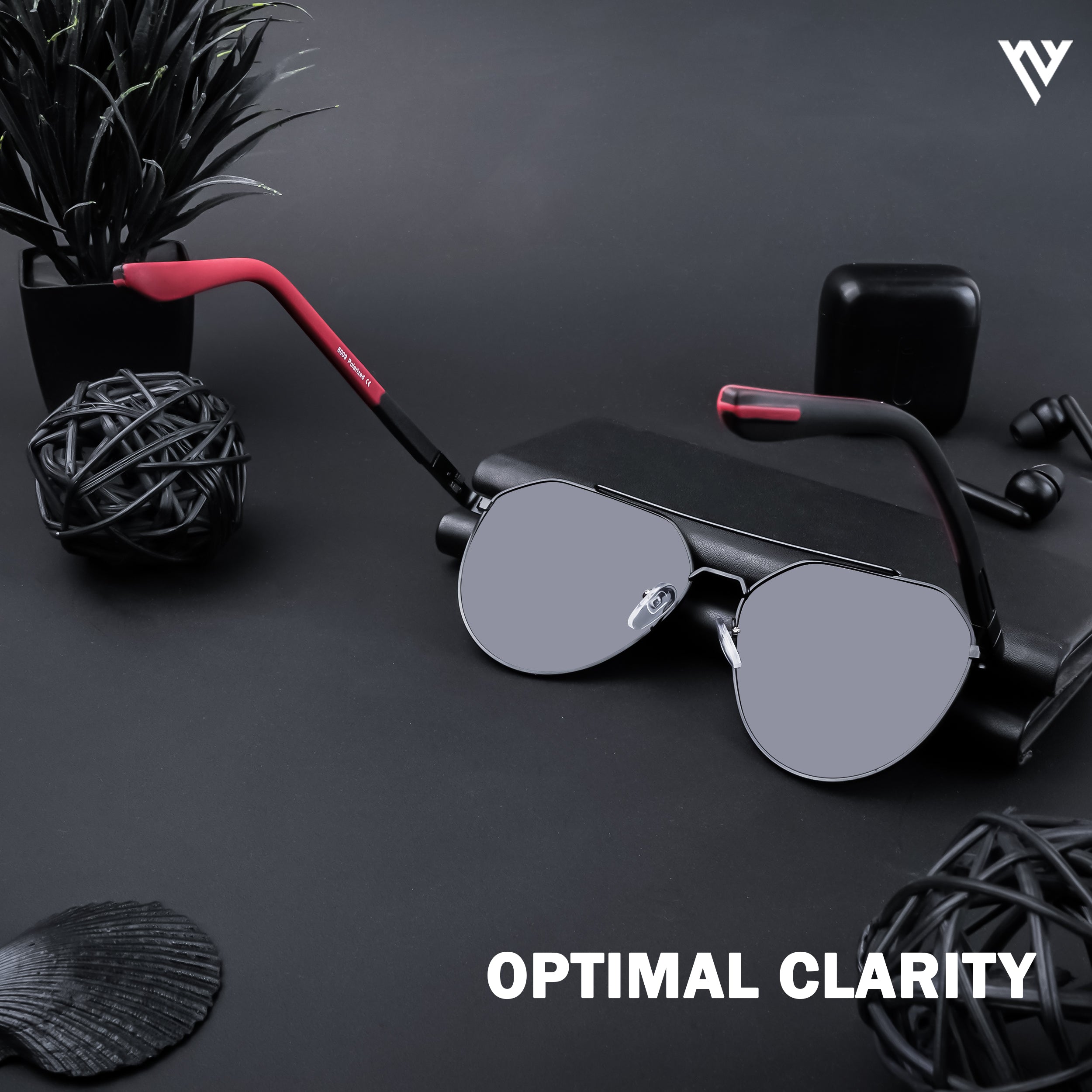 Black Polarized Aviator Sunglasses - PMG4286