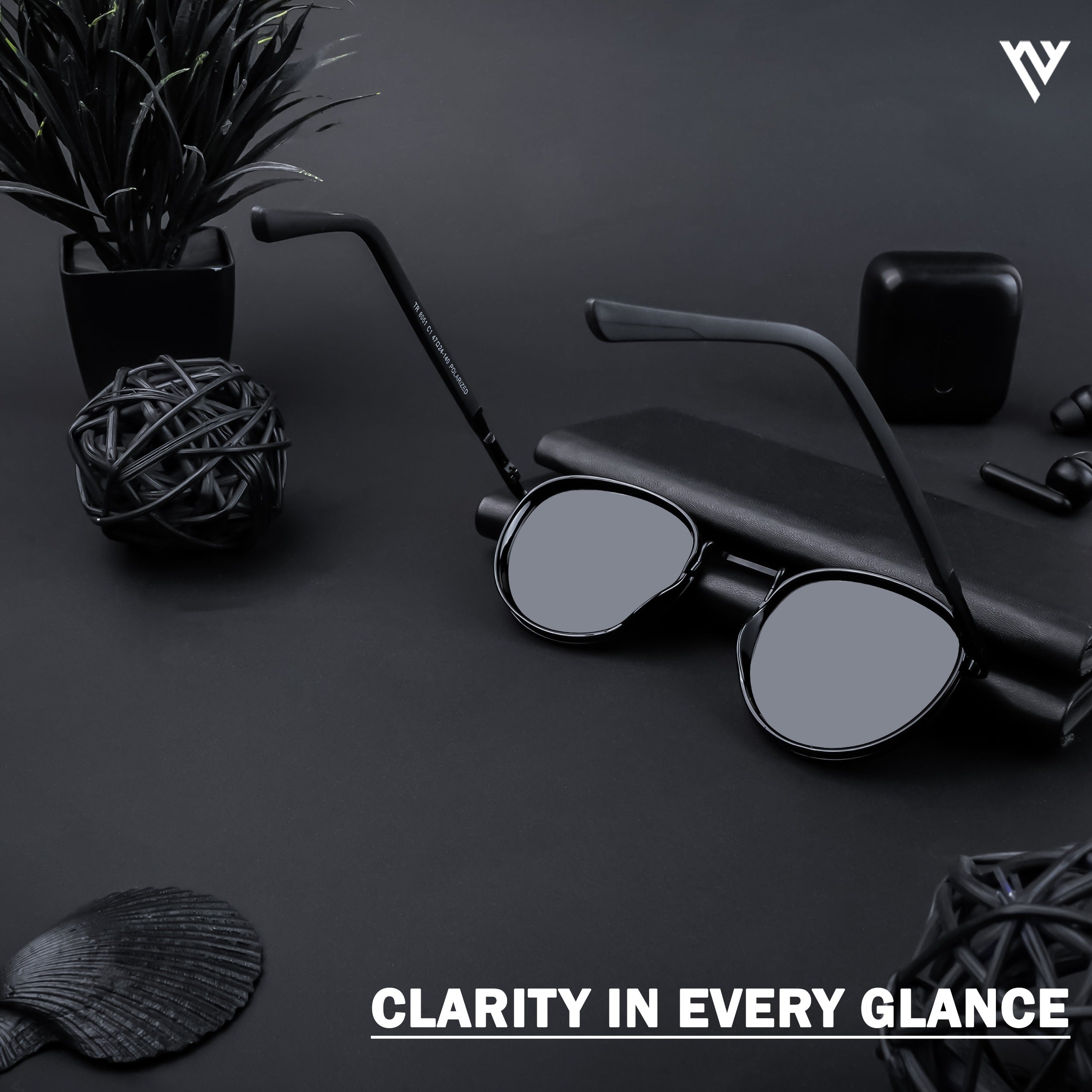 Voyage Exclusive Black Polarized Round Sunglasses for Men & Women - PMG4443