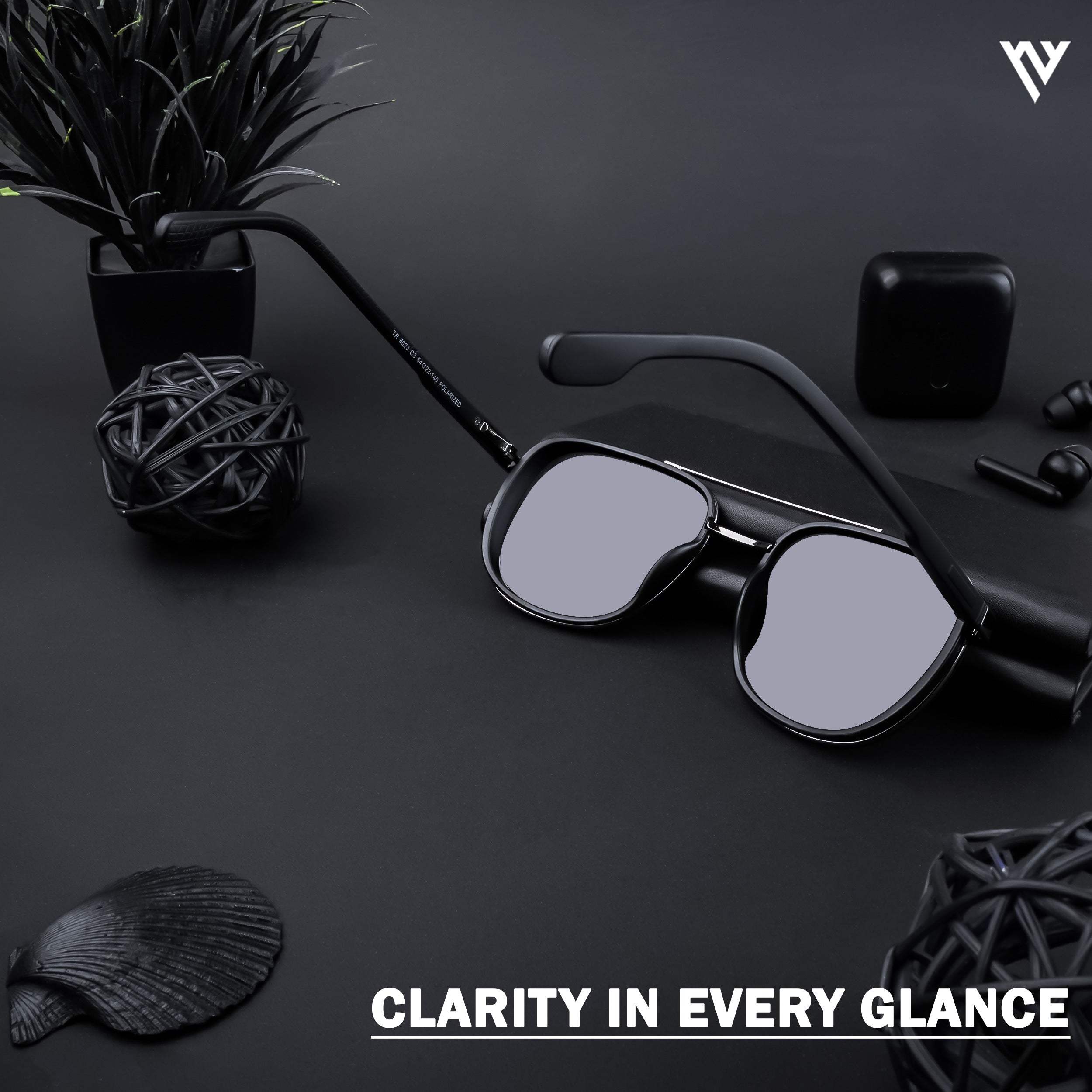 Voyage Exclusive Grey & Matt Black Polarized Wayfarer Sunglasses for Men & Women (TR8023PMG4440)