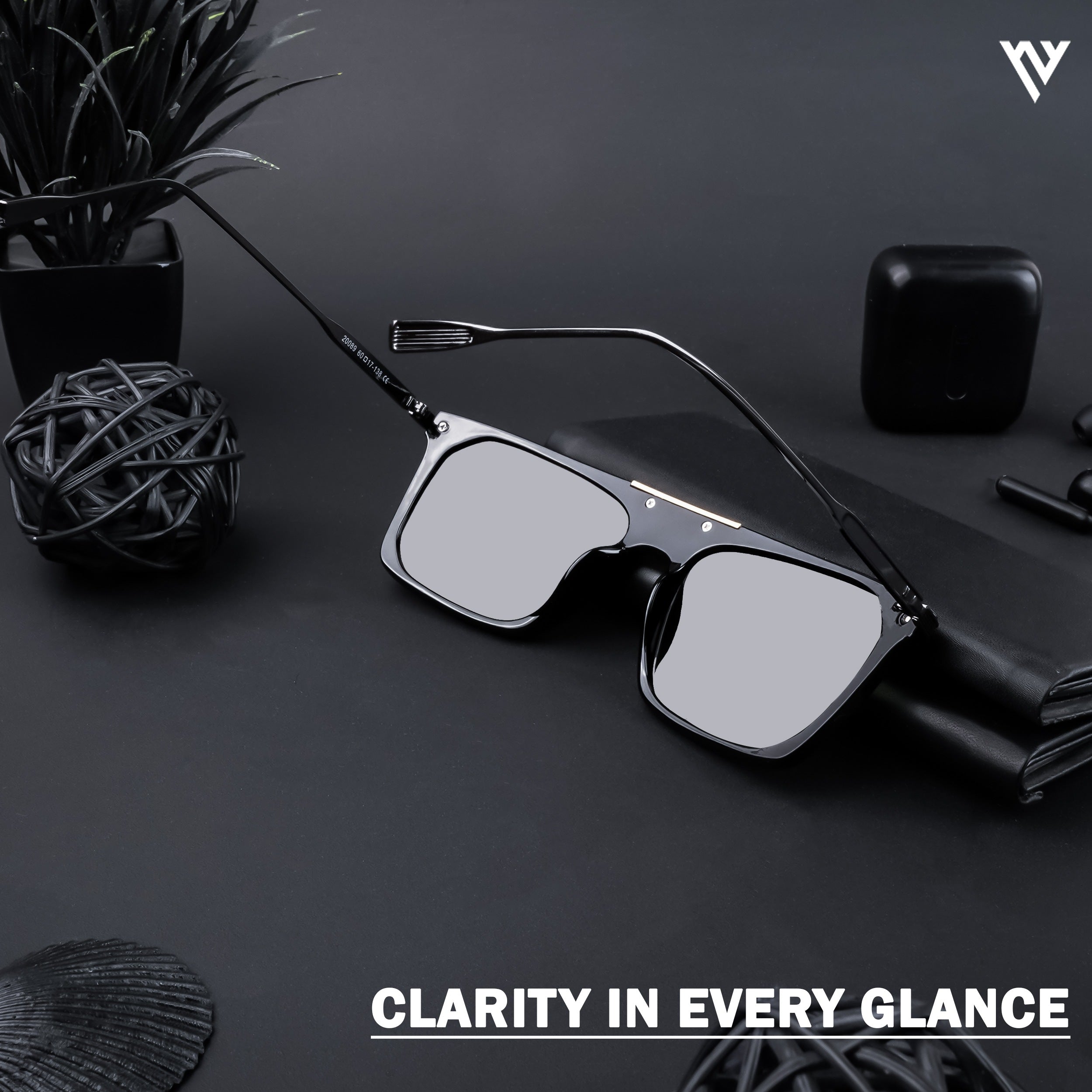 Voyage Exclusive Shine Black Polarized Wayfarer Sunglasses for Men & Women (20089PMG4450)