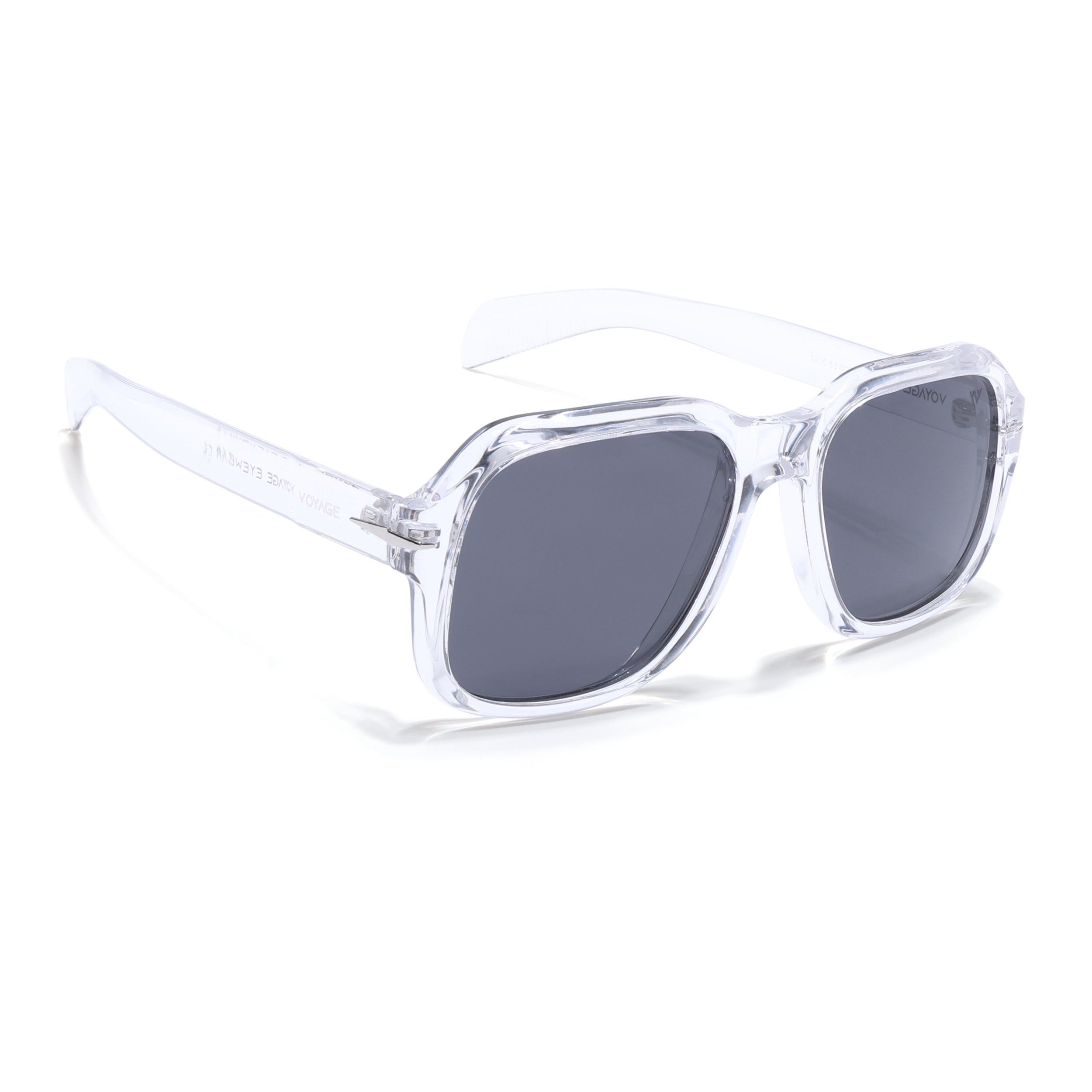 Wayfarer Polarized Sunglasses (Black Lens | Transparent Frame - PMG4988)