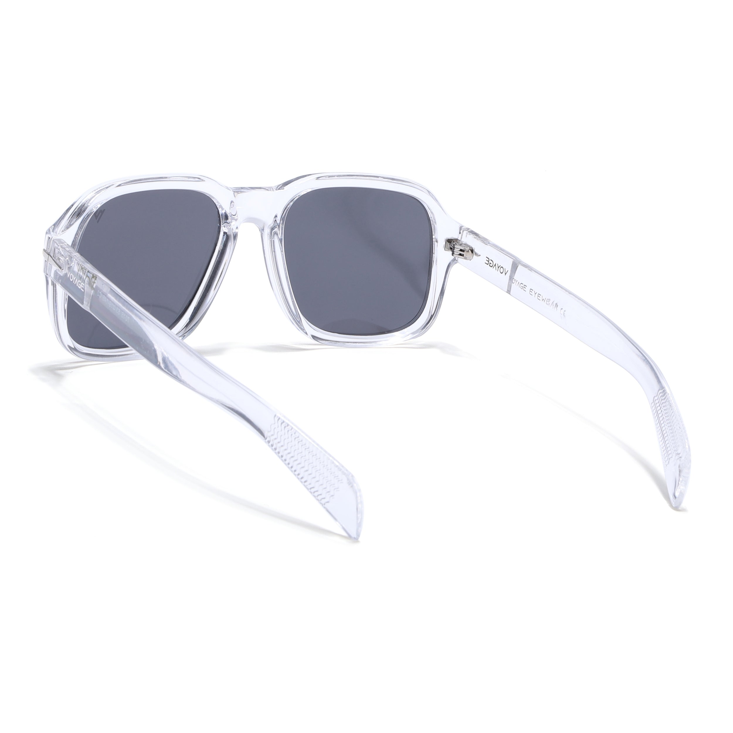Wayfarer Polarized Sunglasses (Black Lens | Transparent Frame - PMG4988)