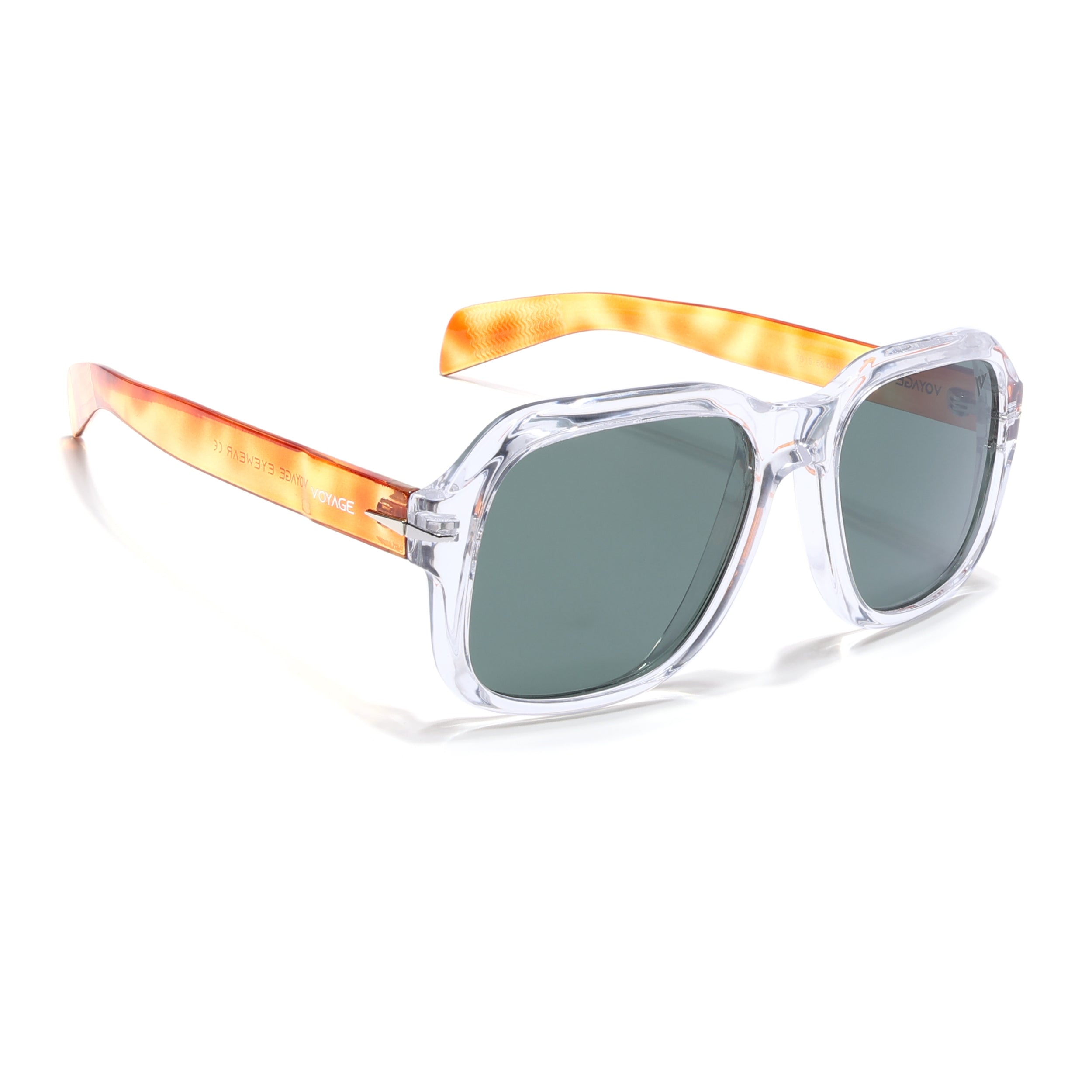 Wayfarer Polarized Sunglasses (Green Lens | Transparent Frame - PMG4991)