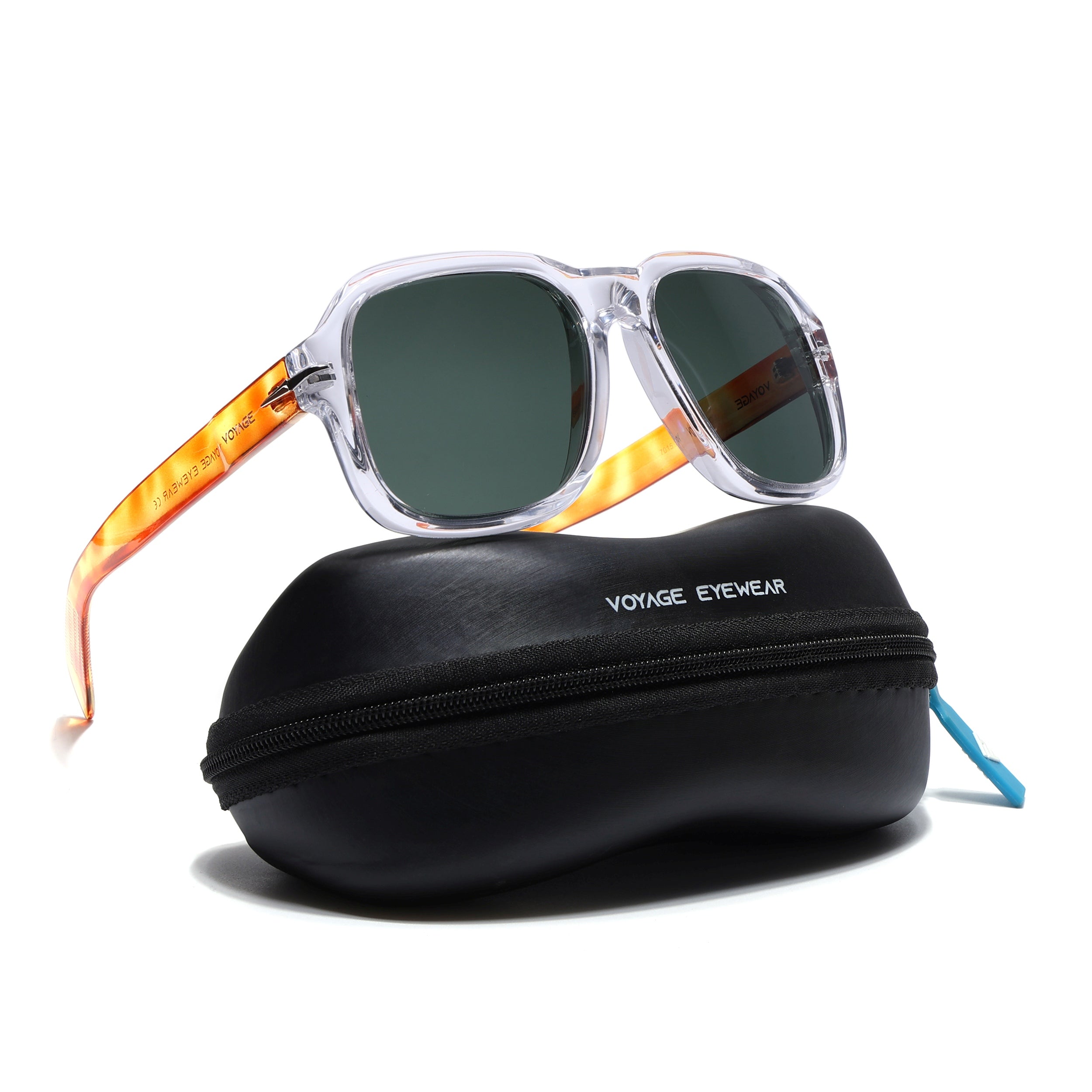 Wayfarer Polarized Sunglasses (Green Lens | Transparent Frame - PMG4991)