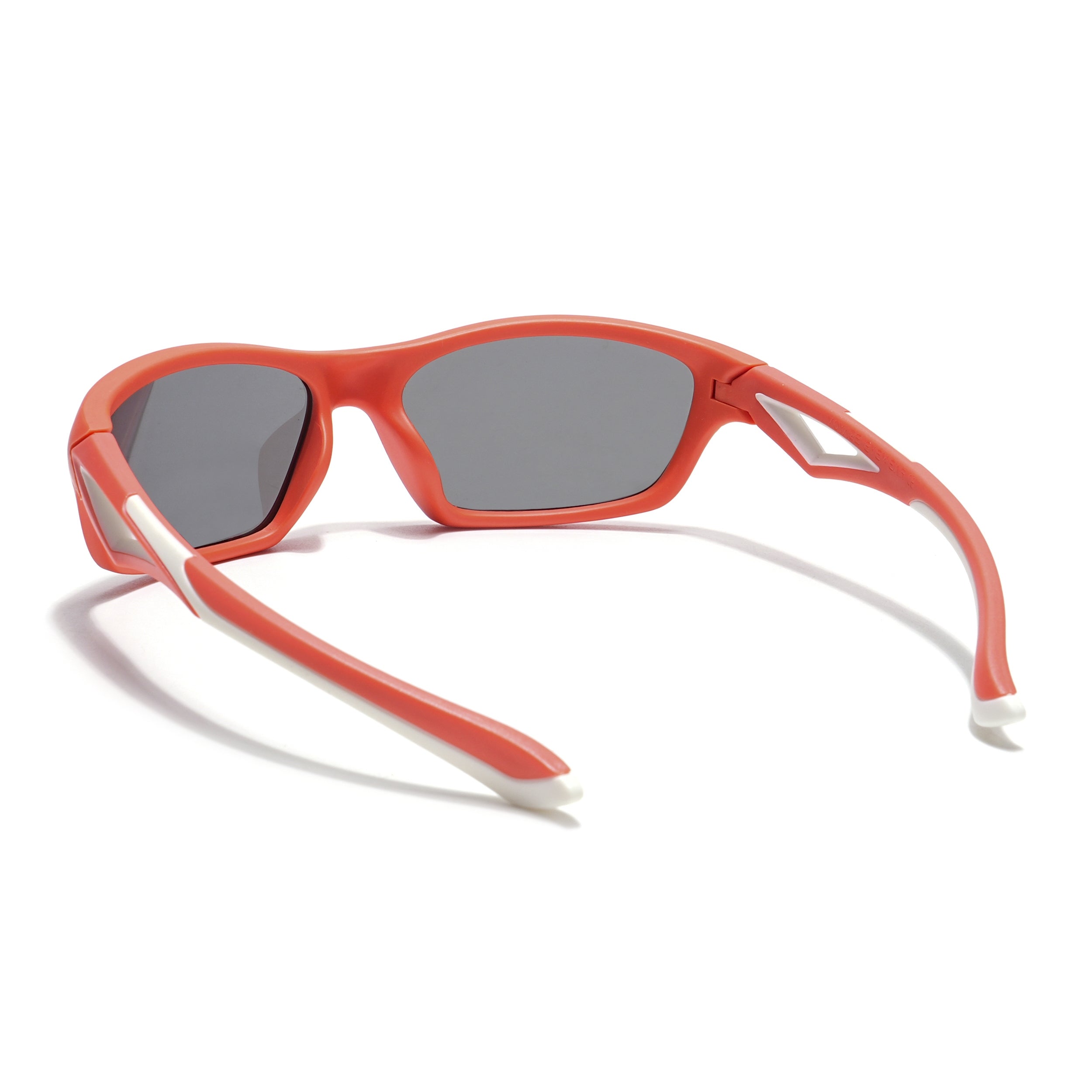 Wrap Around Polarized Sunglasses for Kids -6 yrs To 12 yrs (Black Lens | Orange Frame - PMG5895)