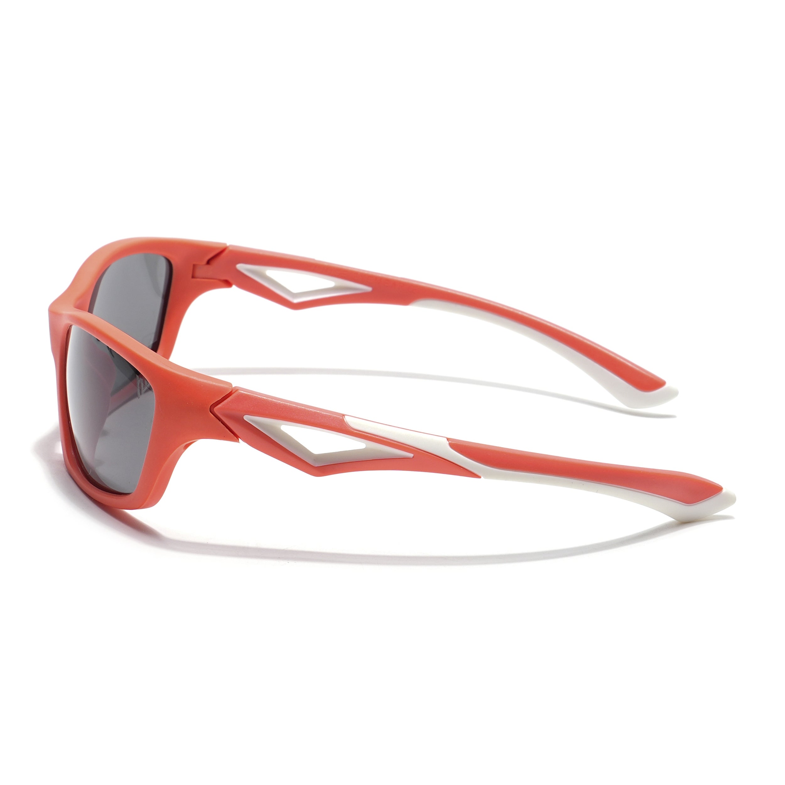 Wrap Around Polarized Sunglasses for Kids -6 yrs To 12 yrs (Black Lens | Orange Frame - PMG5895)