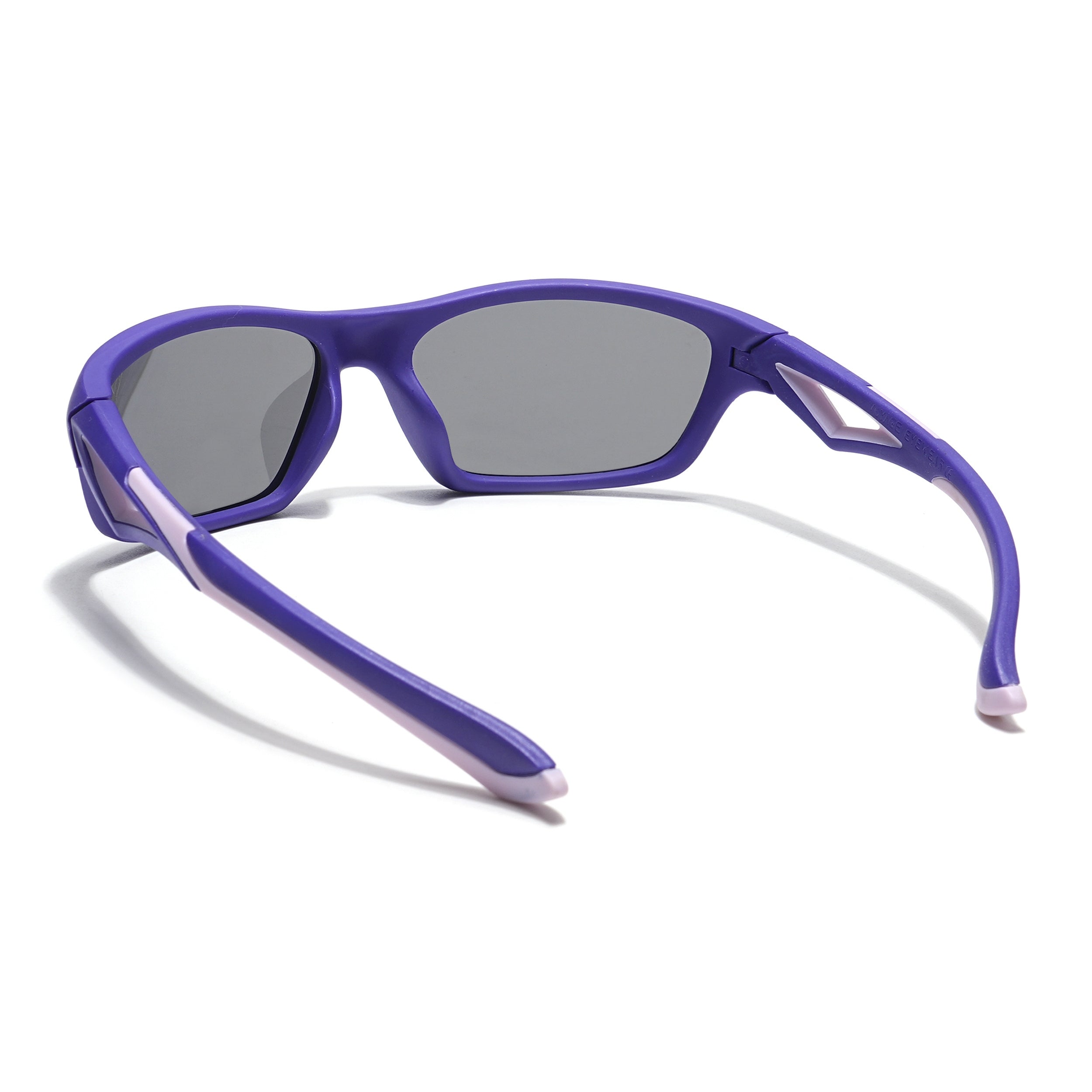 Wrap Around Polarized Sunglasses for Kids -6 yrs To 12 yrs (Black Lens | Purple Frame - PMG5896)