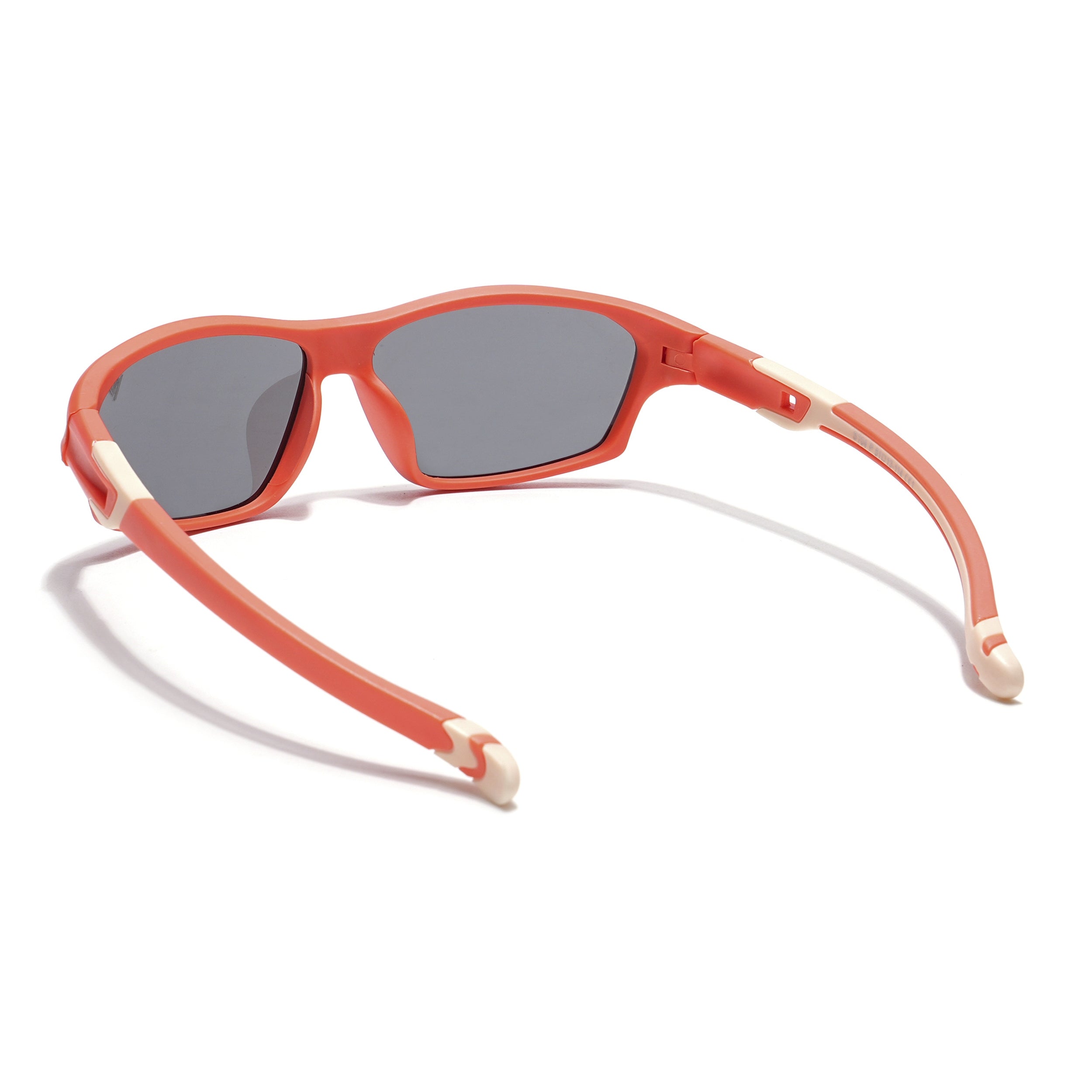 Wrap Around Polarized Sunglasses for Kids -6 yrs To 12 yrs (Black Lens | Orange Frame - PMG5901)