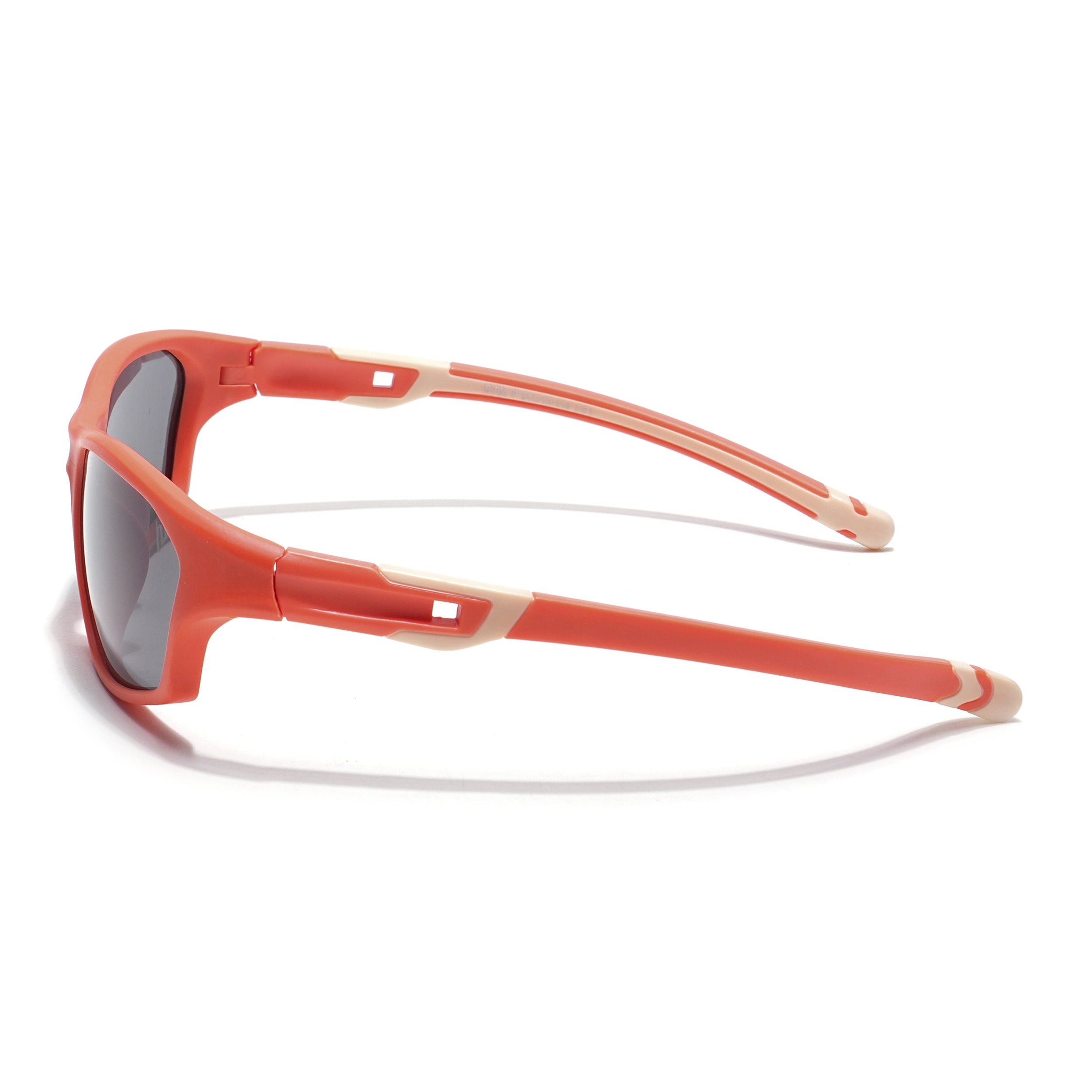 Wrap Around Polarized Sunglasses for Kids -6 yrs To 12 yrs (Black Lens | Orange Frame - PMG5901)