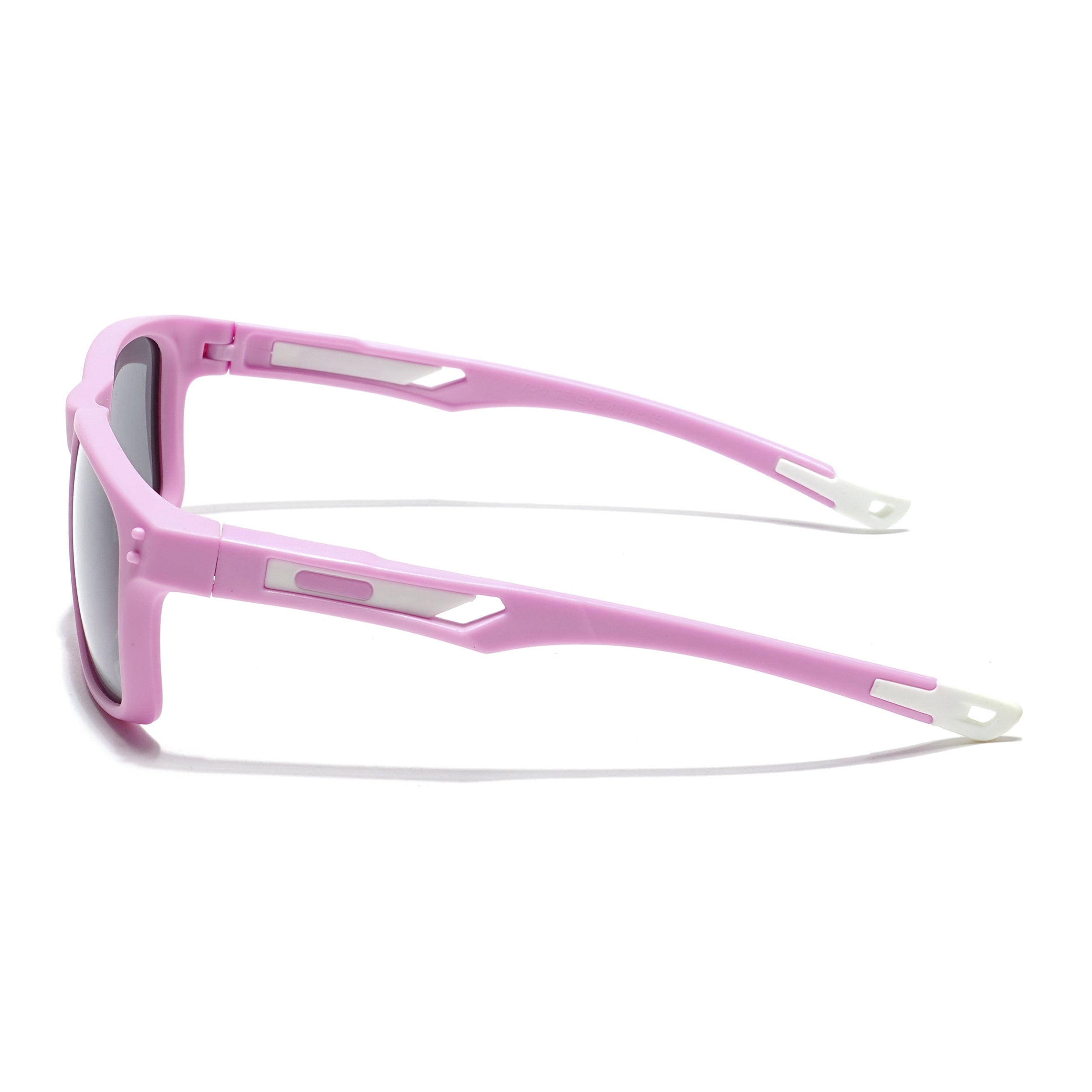Rectangle Polarized Sunglasses for Kids -6 yrs To 12 yrs (Black Lens | Pink Frame - PMG5924)