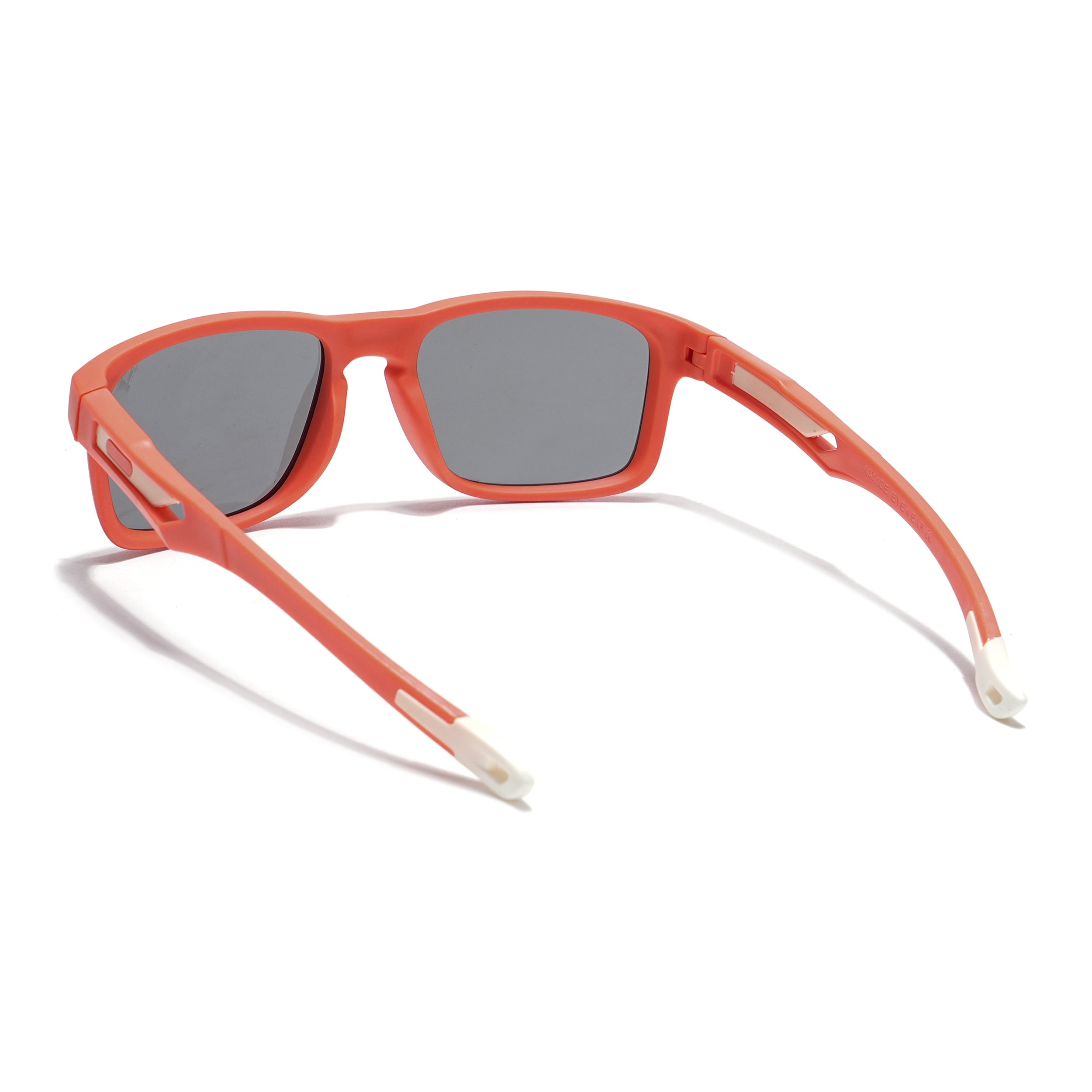 Rectangle Polarized Sunglasses for Kids -6 yrs To 12 yrs (Black Lens | Orange Frame - PMG5925)