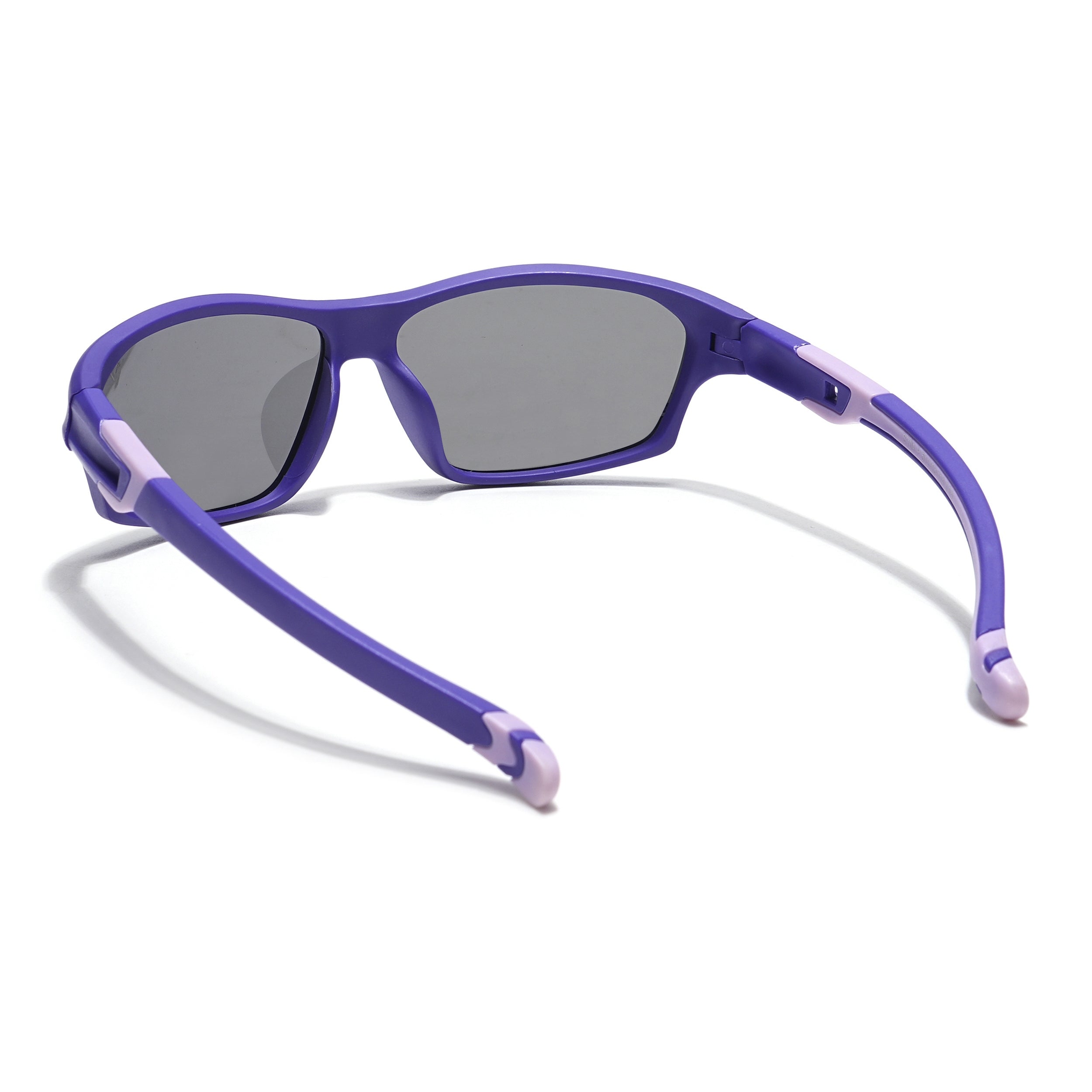 Wrap Around Polarized Sunglasses for Kids -6 yrs To 12 yrs (Black Lens | Purple Frame - PMG5902)