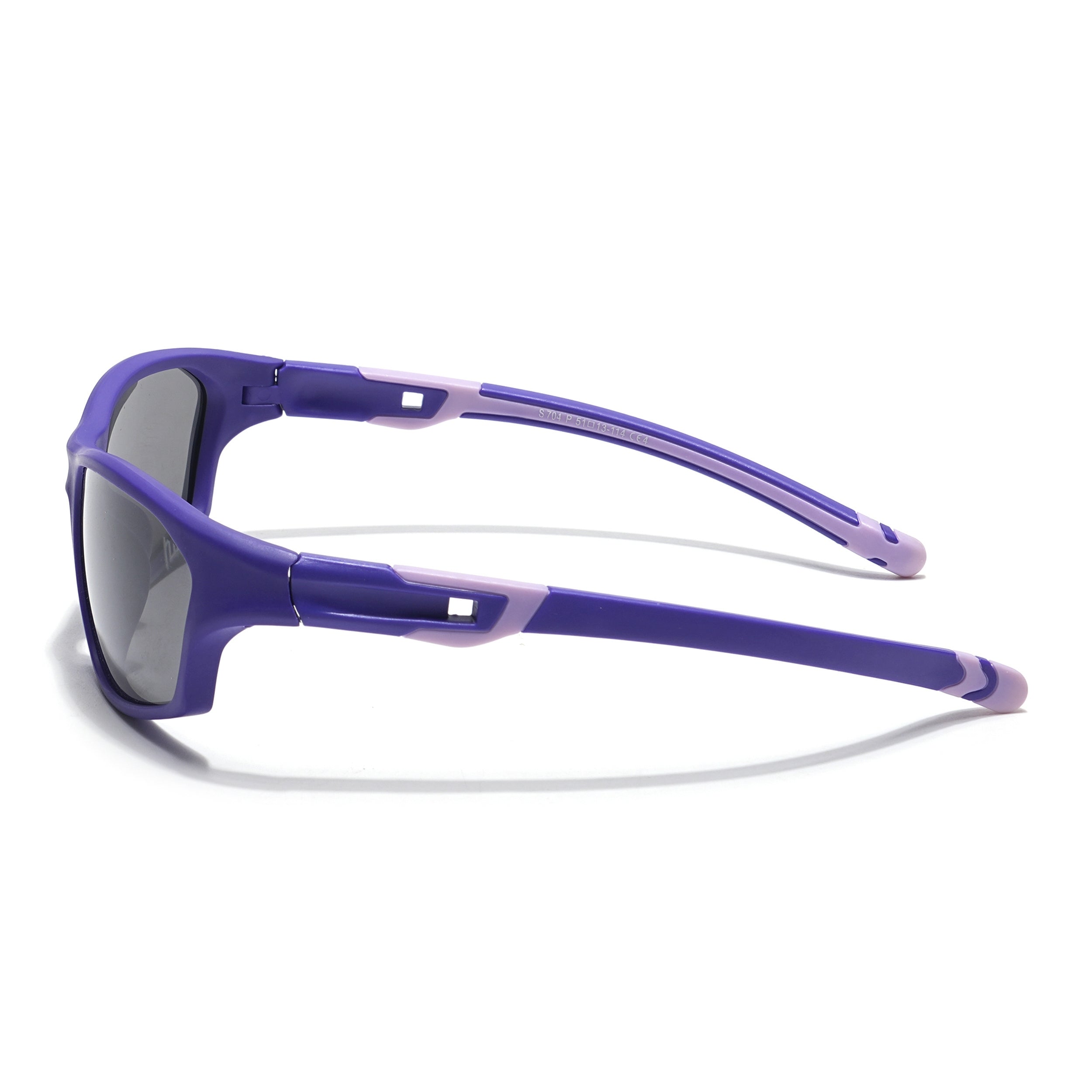 Wrap Around Polarized Sunglasses for Kids -6 yrs To 12 yrs (Black Lens | Purple Frame - PMG5902)