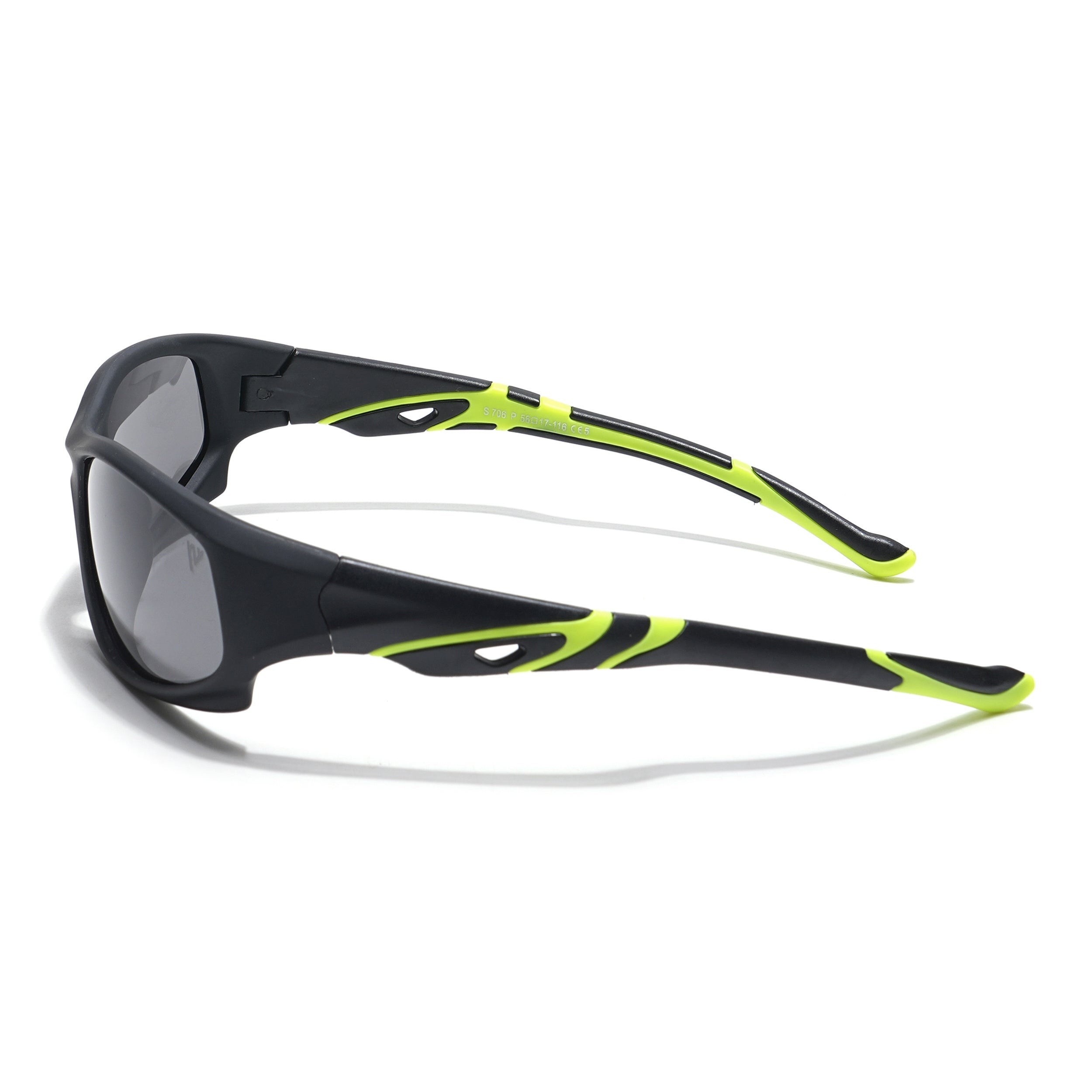 Wrap Around Polarized Sunglasses for Kids -6 yrs To 12 yrs (Black Lens | Black Frame - PMG5903)