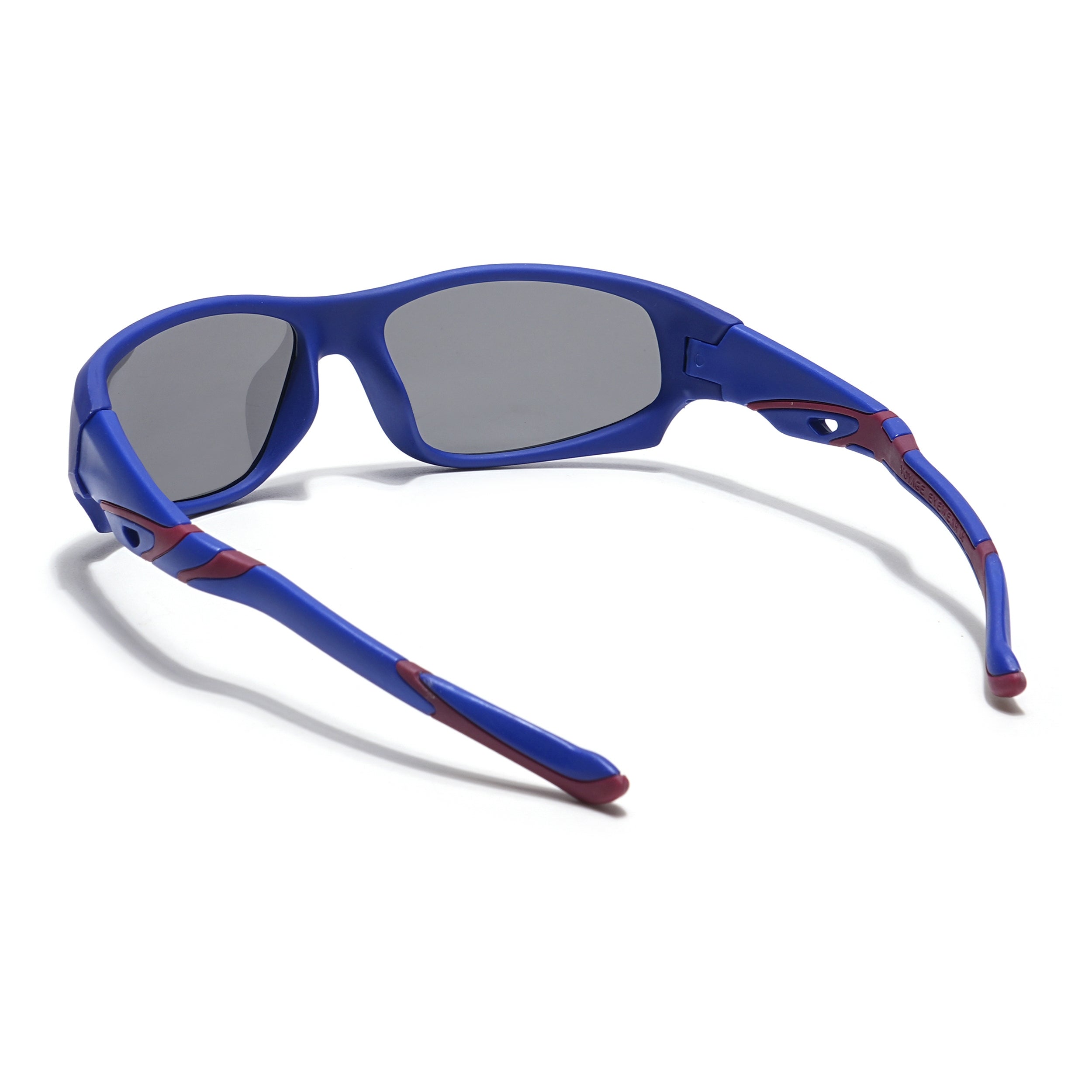 Wrap Around Polarized Sunglasses for Kids -6 yrs To 12 yrs (Black Lens | Blue Frame - PMG5905)