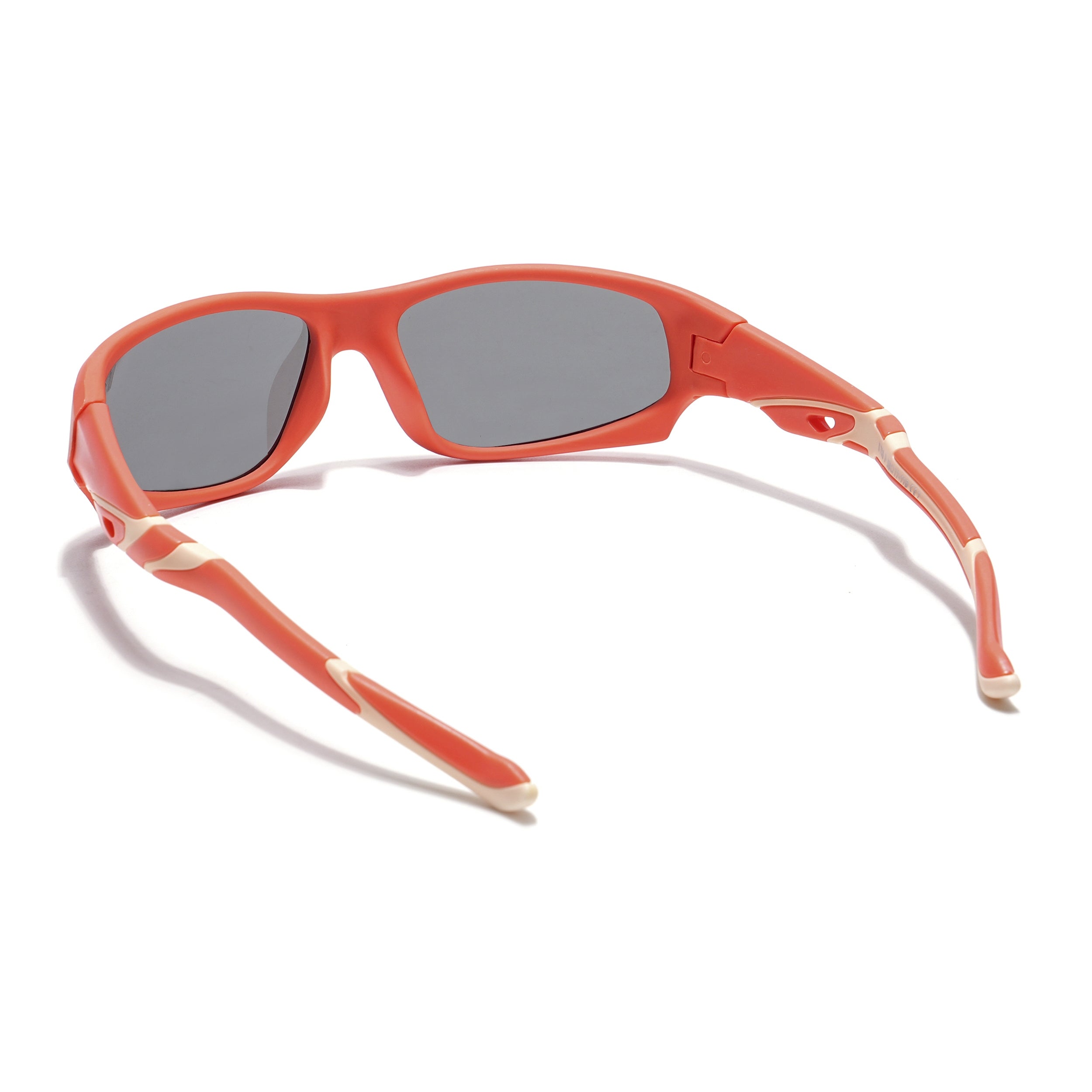 Wrap Around Polarized Sunglasses for Kids -6 yrs To 12 yrs (Black Lens | Orange Frame - PMG5907)