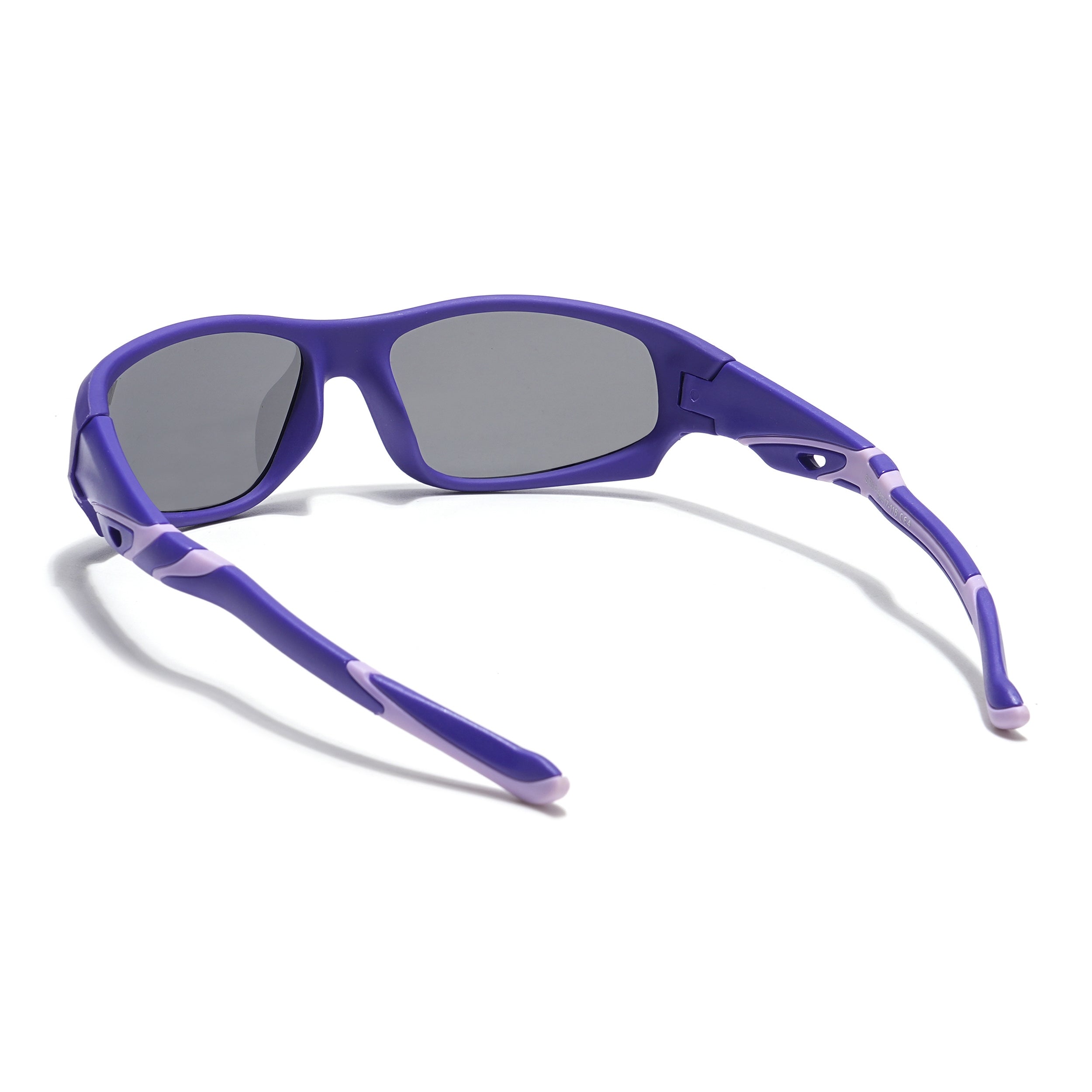 Wrap Around Polarized Sunglasses for Kids -6 yrs To 12 yrs (Black Lens | Purple Frame - PMG5908)