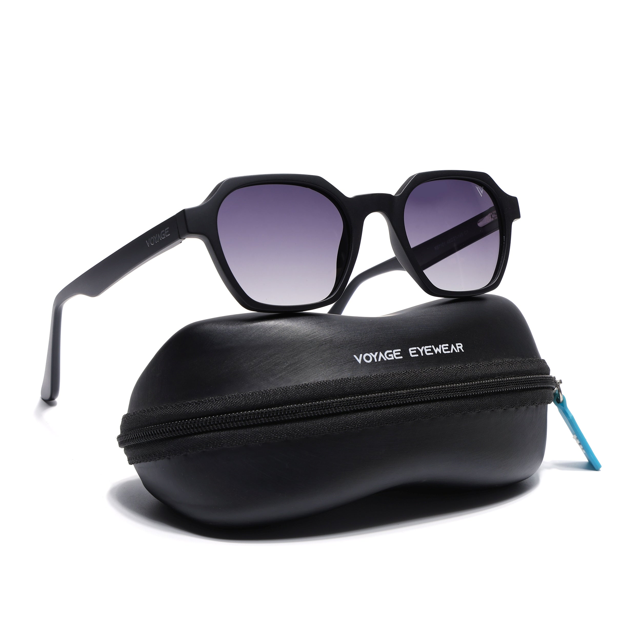 Prizm | Black Hexagonal Polarized Sunglasses | Grey & Clear Lens - PMG7283