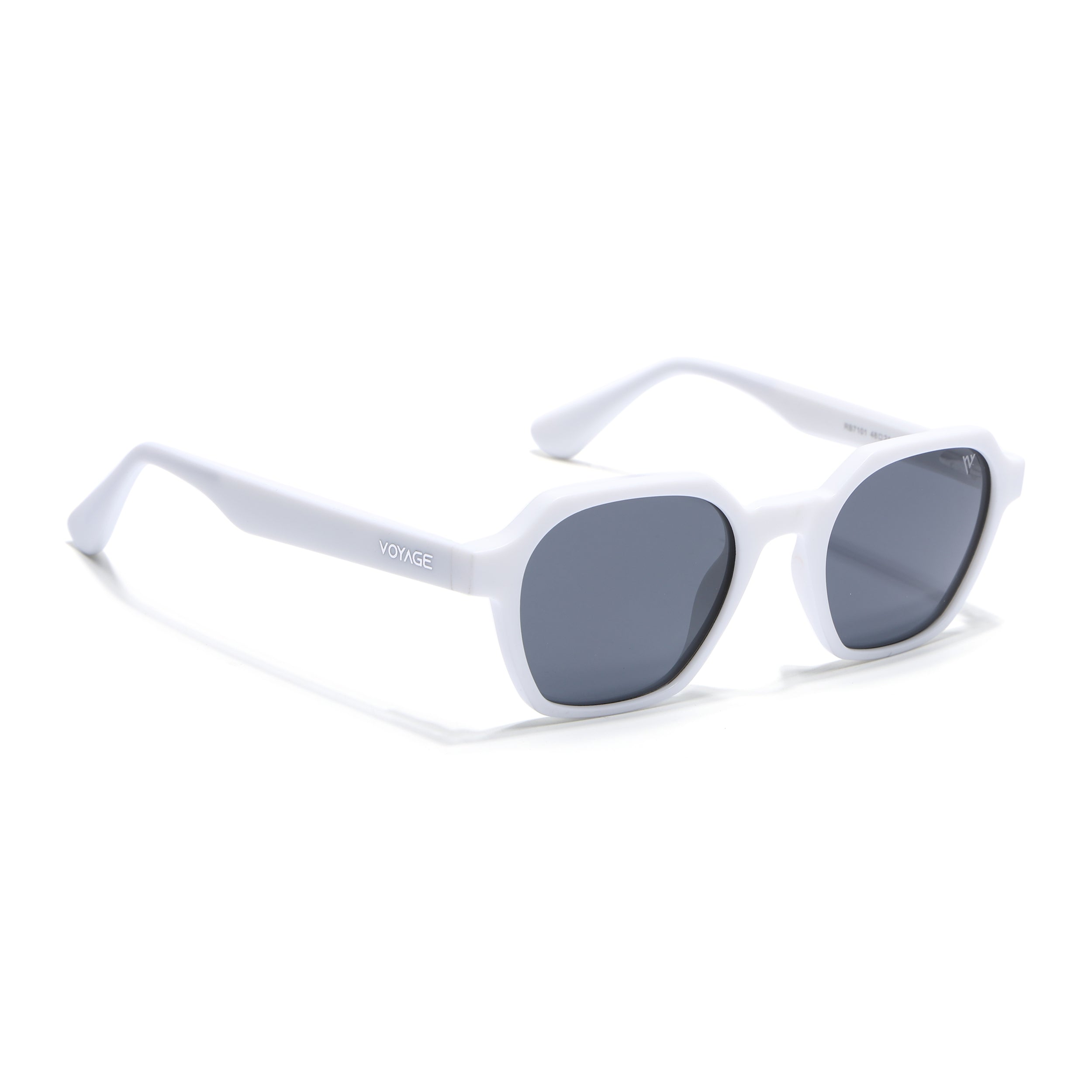 Prizm | White Hexagonal Polarized Sunglasses | Black Lens - PMG7291