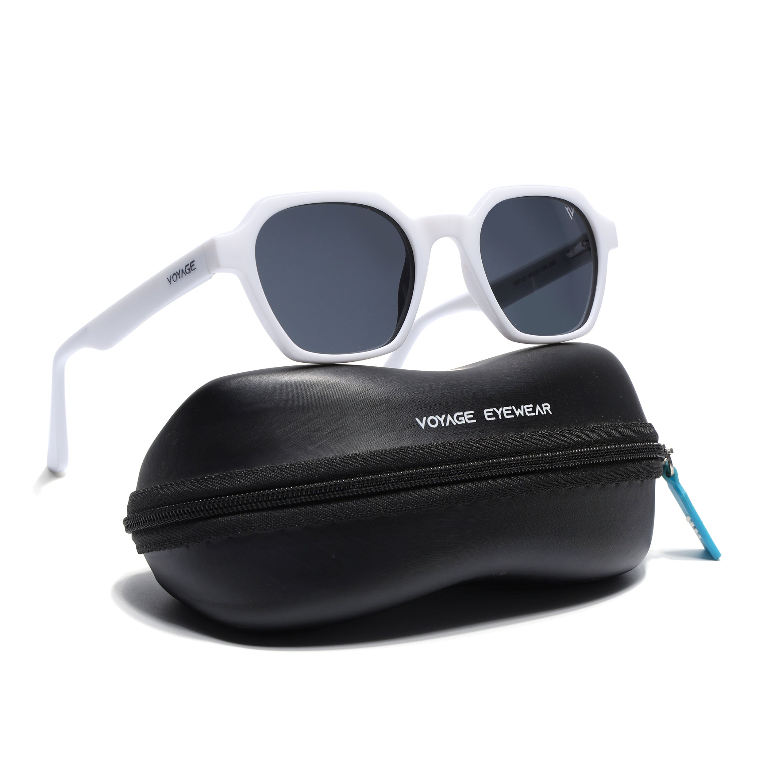 Prizm | White Hexagonal Polarized Sunglasses | Black Lens - PMG7291