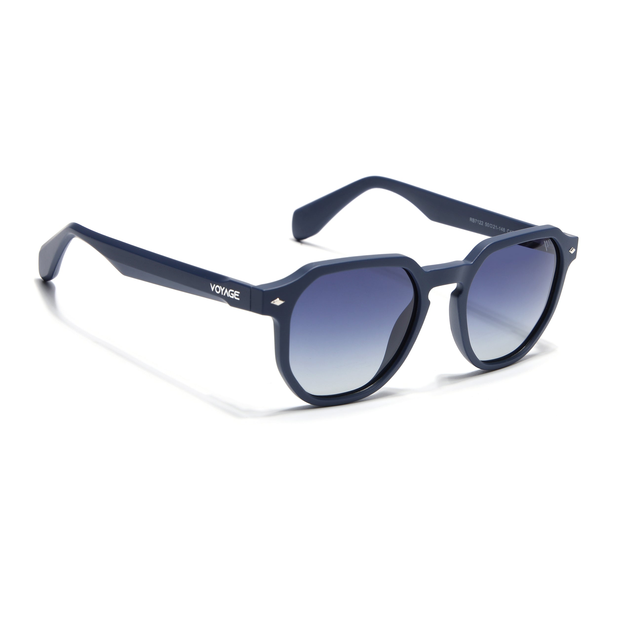 Prizm | Matt Blue Hexagonal Polarized Sunglasses | Grey & Clear Lens | Frame - PMG7267