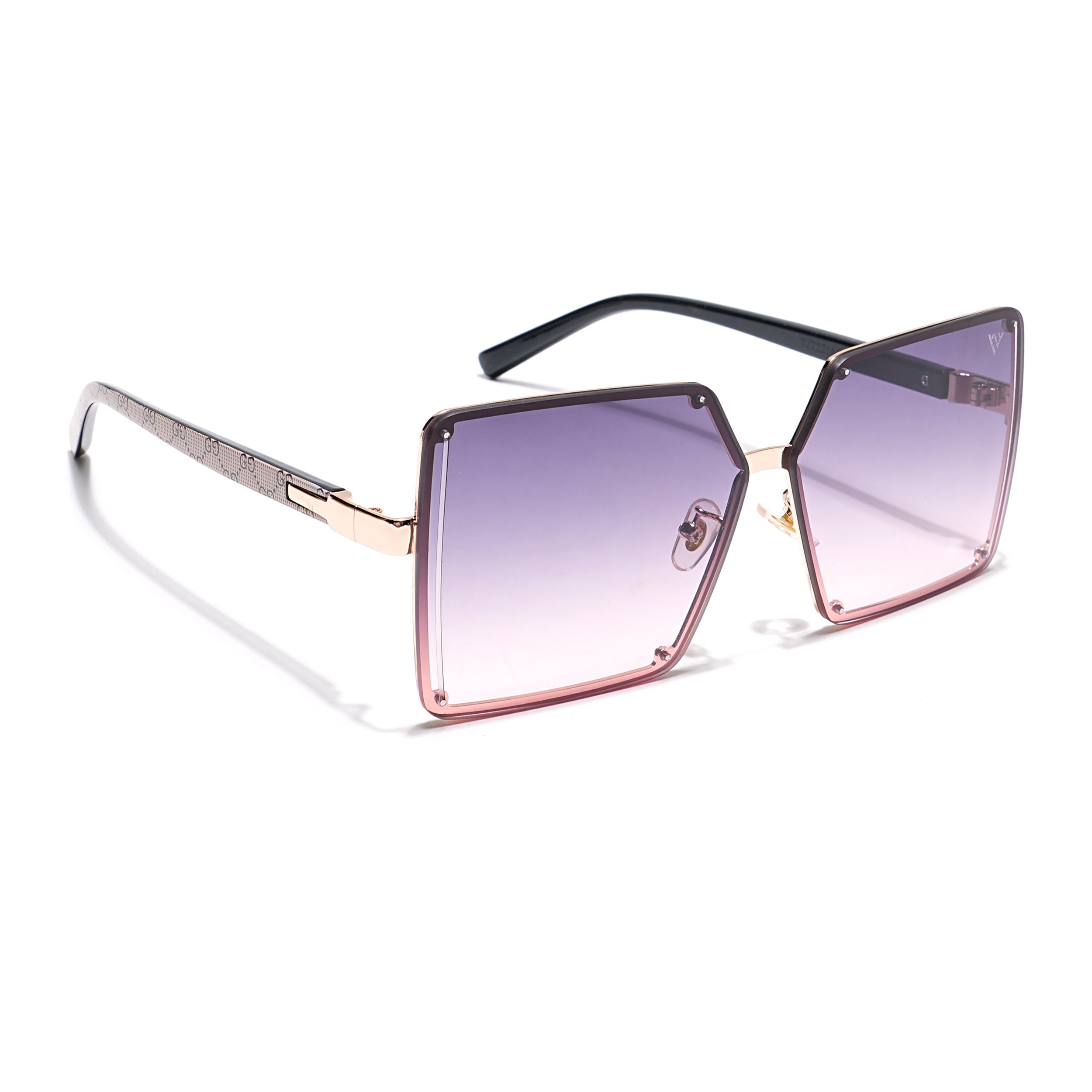 Over Size Sunglasses (Grey & Pink Lens | Golden Frame - MG4180)