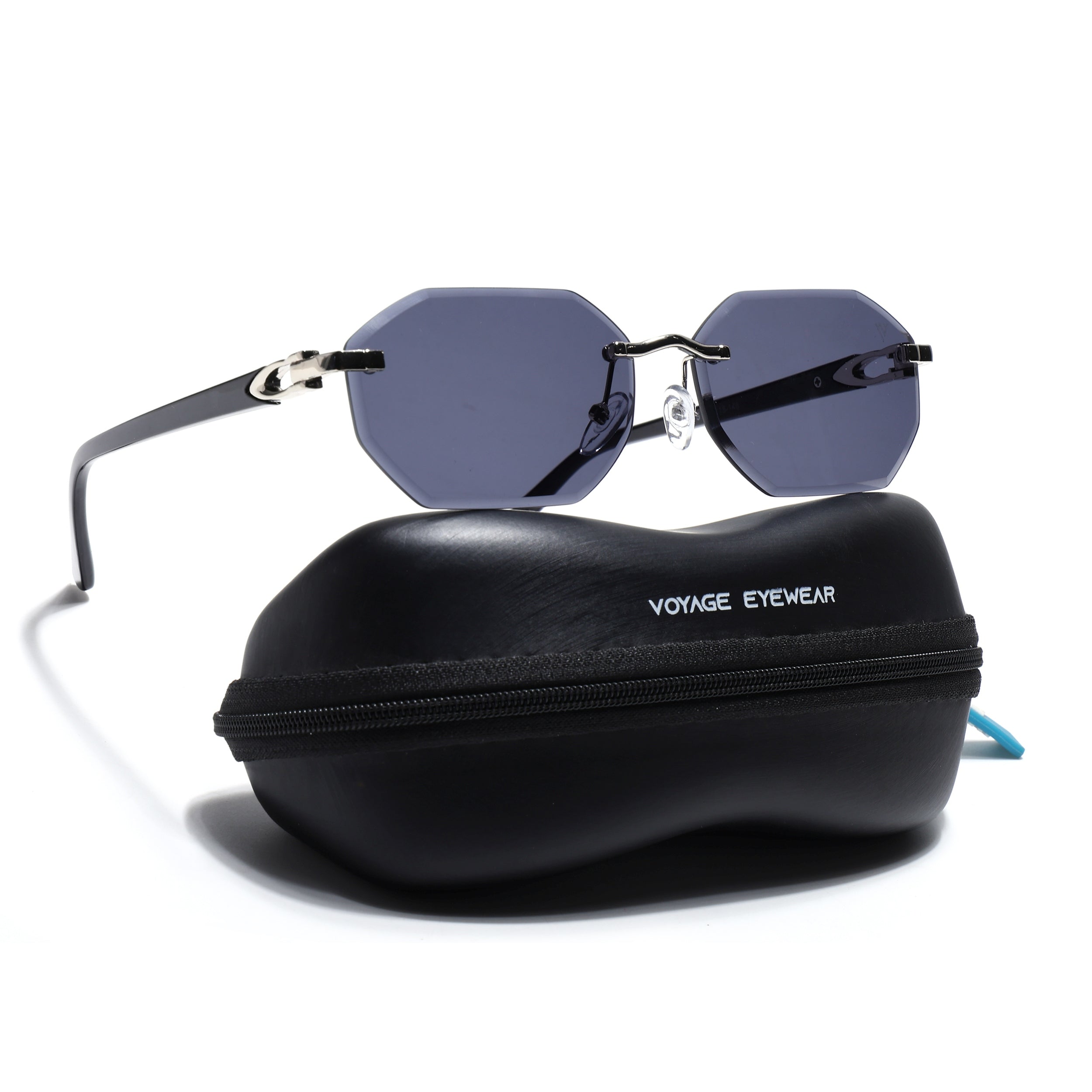 Slayr | Black Rimless Sunglasses | Silver Frame - MG7676