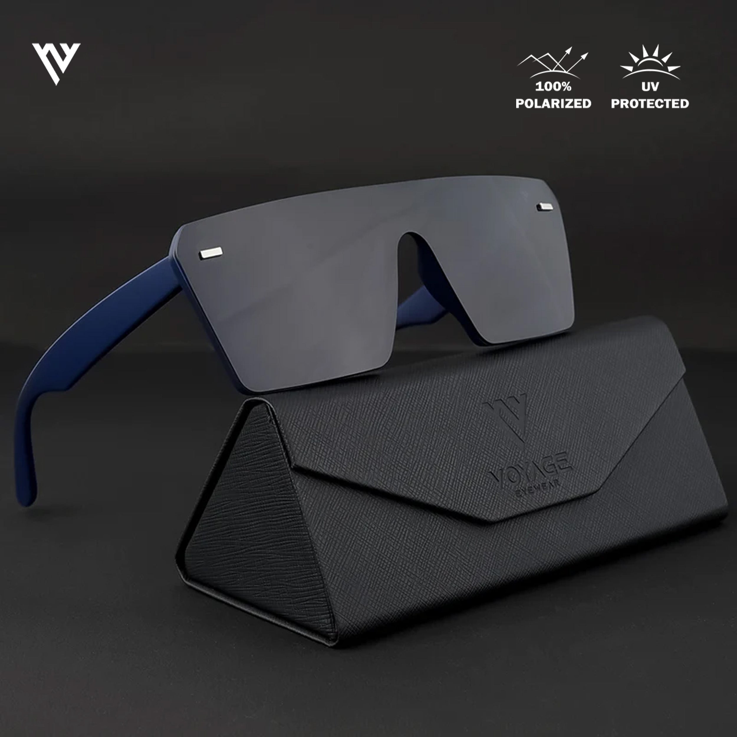 Voyage Exclusive Blue And Black Polarized Wayfarer Sunglasses for Men & Women - PMG3971