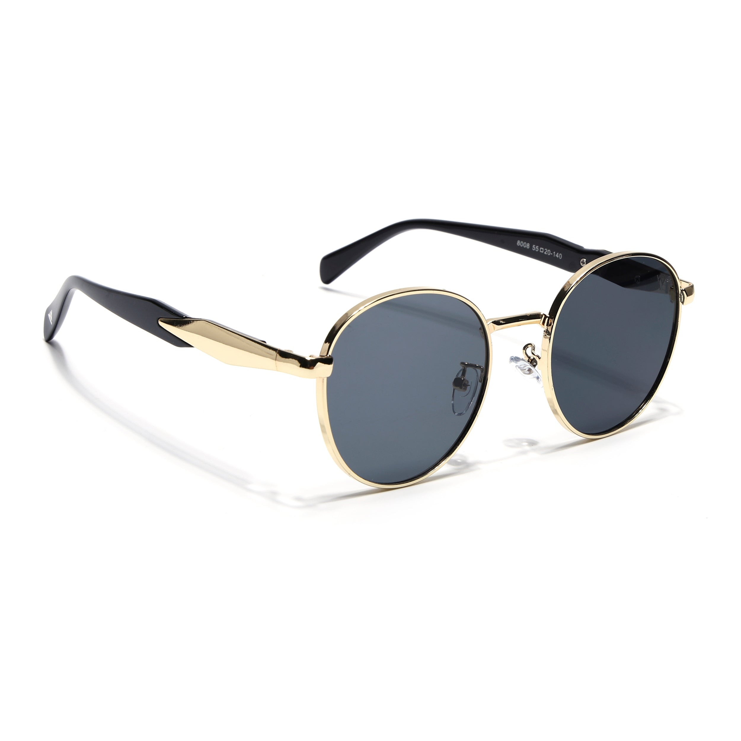 Round Sunglasses for Men & Women (Grey Lens | Golden Frame - MG7143)