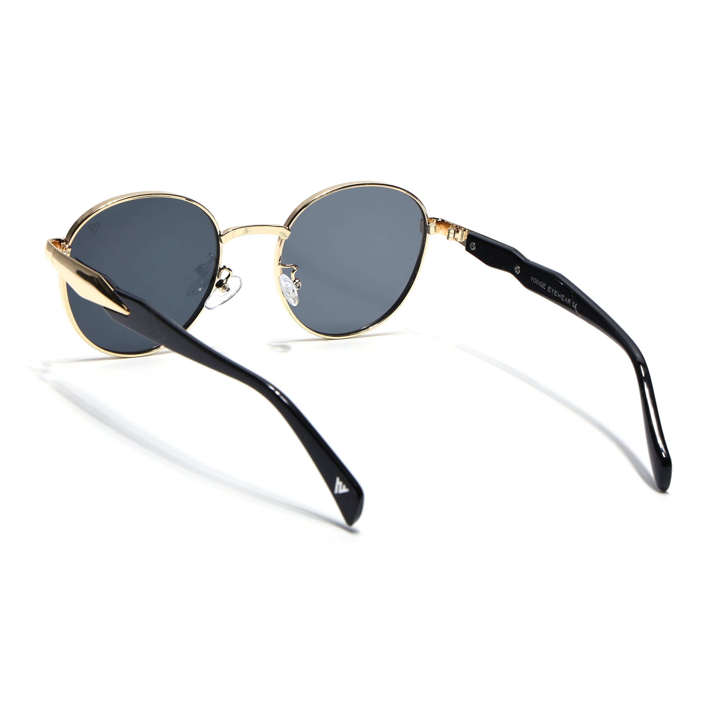 Round Sunglasses for Men & Women (Grey Lens | Golden Frame - MG7143)
