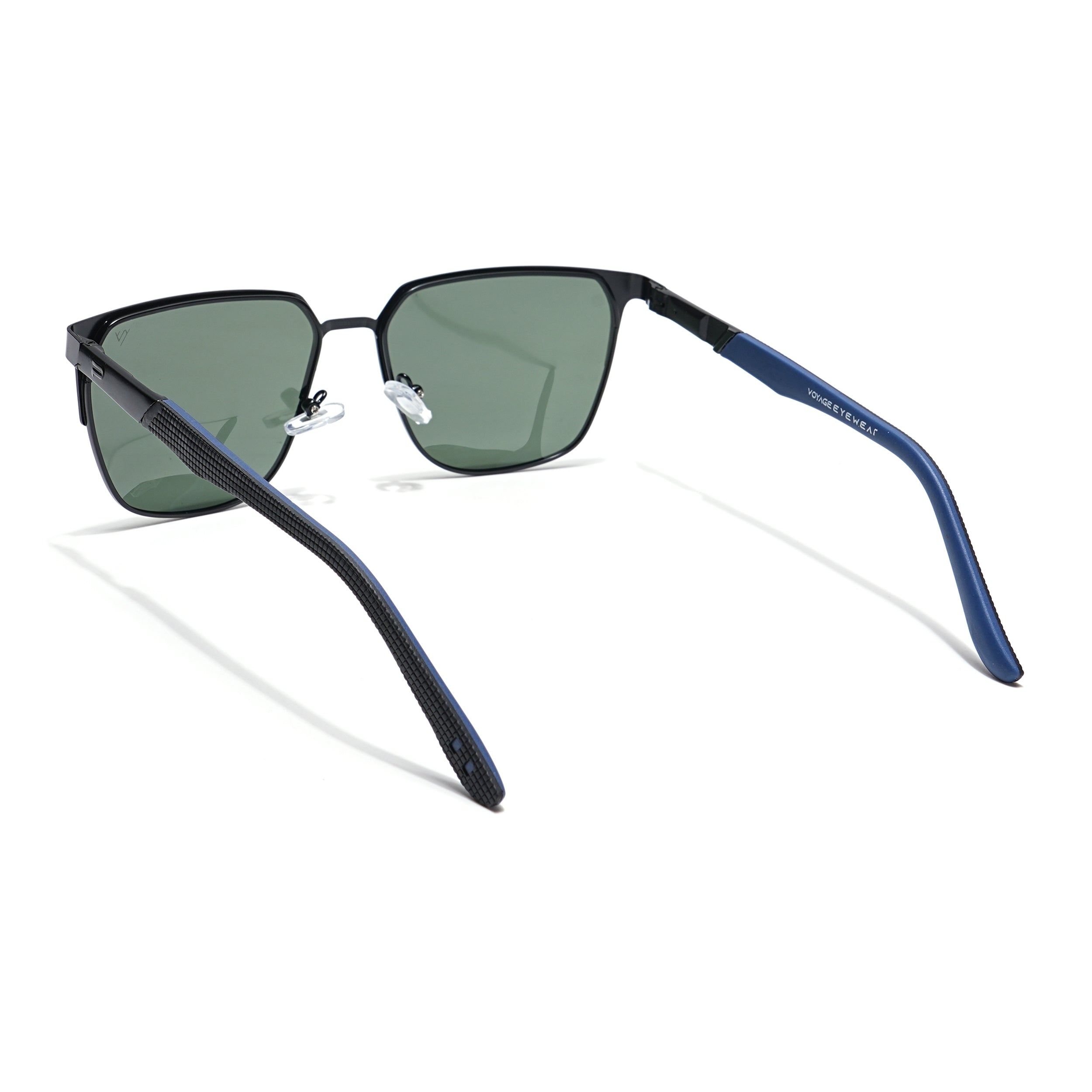 Square Polarized Sunglasses (Green Lens | Black Frame - PMG5609)