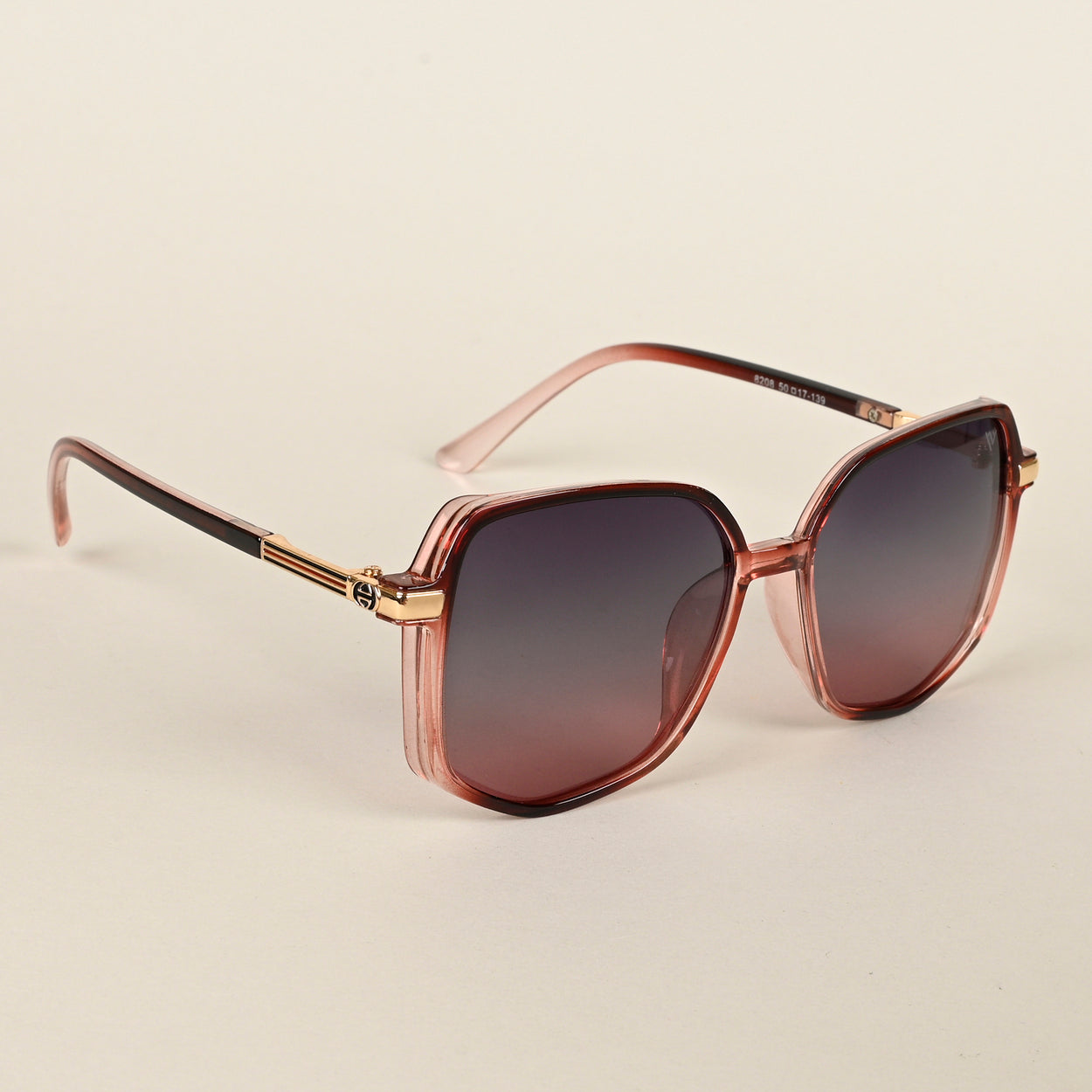 Voyage Grey & Pink Square Polarized Sunglasses for Women (8208PMG4248)