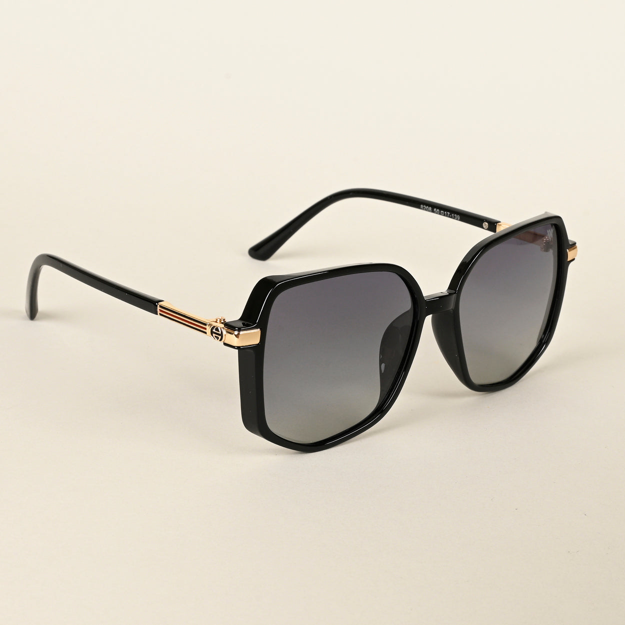 Voyage Black Square Polarized Sunglasses for Women (8208PMG4249)