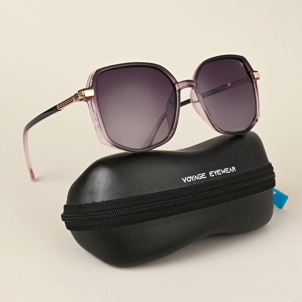 Voyage Purple & Clear Square Polarized Sunglasses for Women - PMG4250
