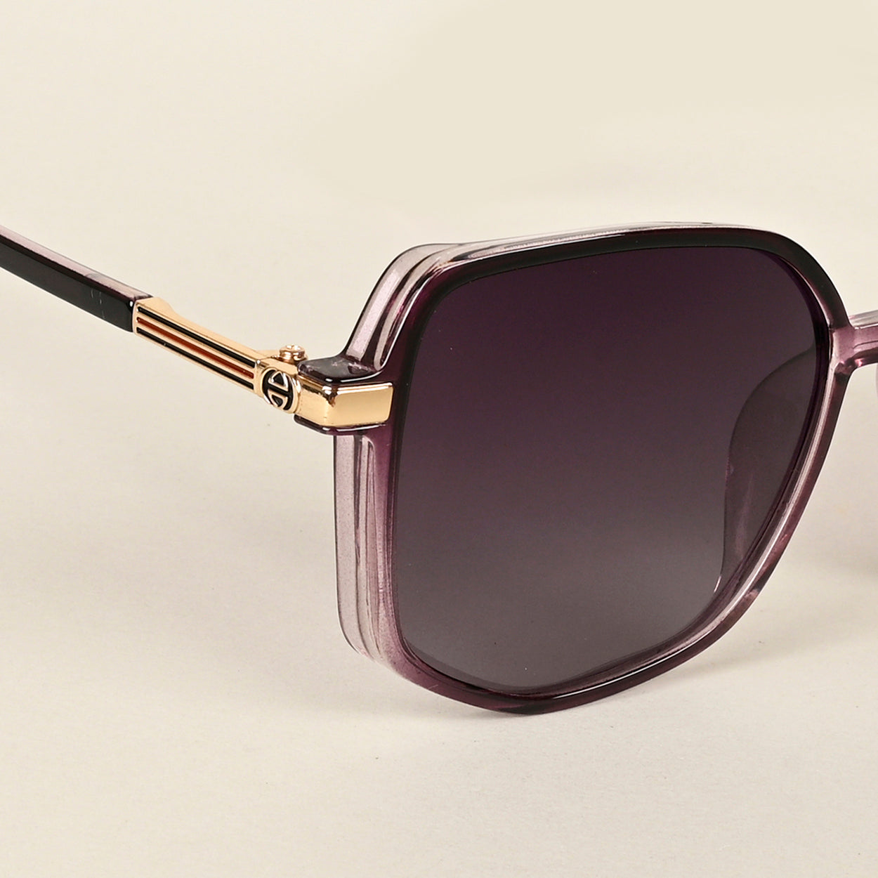 Voyage Purple & Clear Square Polarized Sunglasses for Women - PMG4250