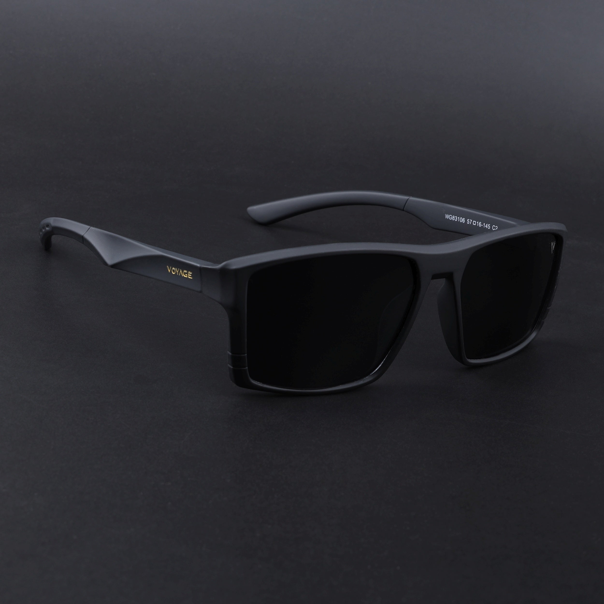Square Polarized Sunglasses | Black Lens | Black Frame - PMG6743