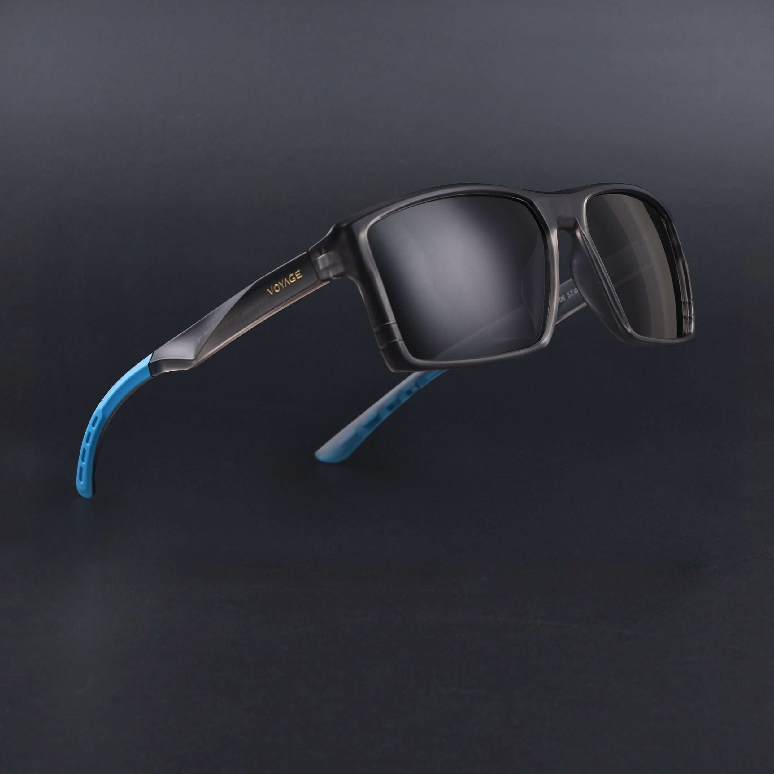 Square Polarized Sunglasses | Black Lens | Grey Frame - PMG6744