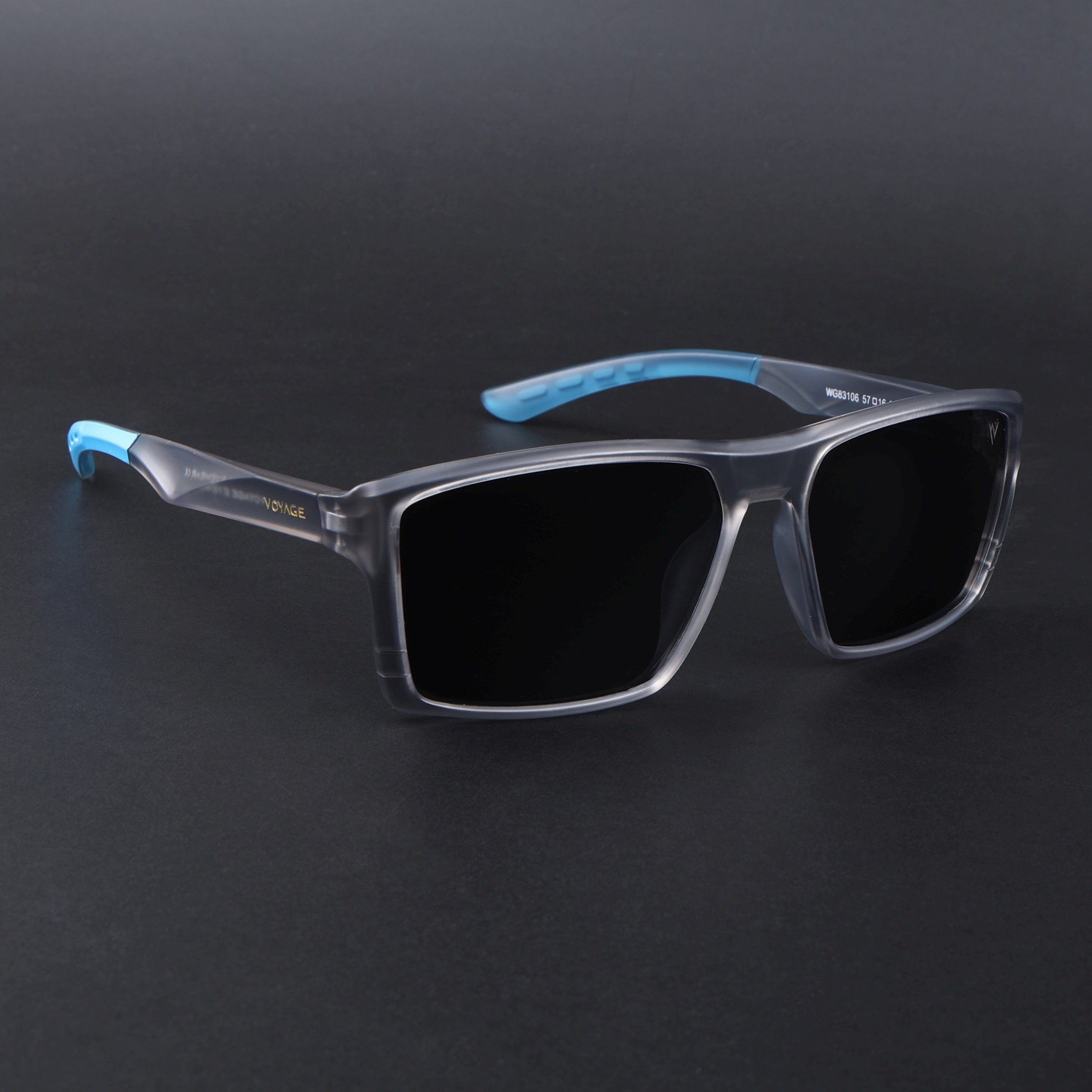 Square Polarized Sunglasses | Black Lens | Grey Frame - PMG6744