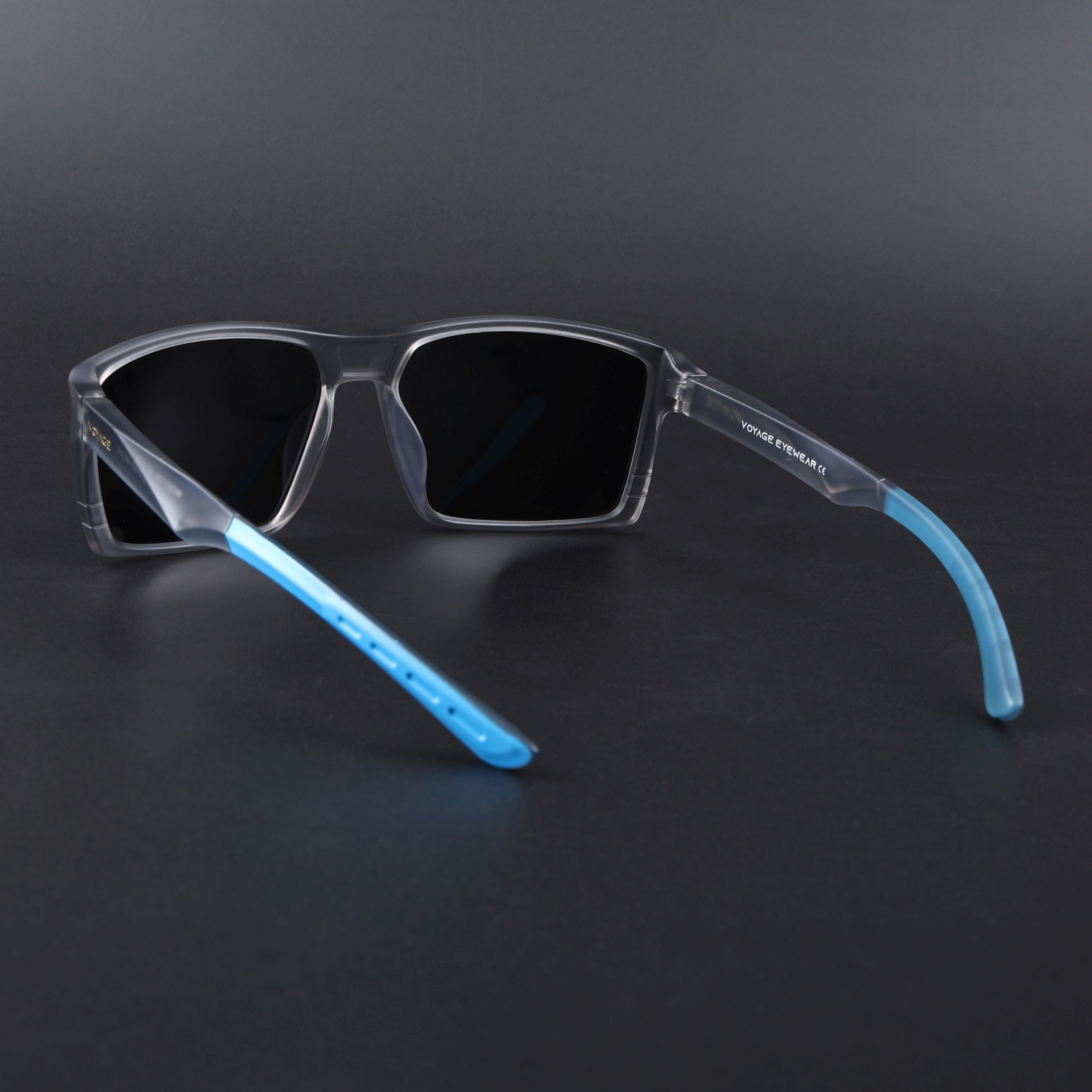 Square Polarized Sunglasses | Black Lens | Grey Frame - PMG6744