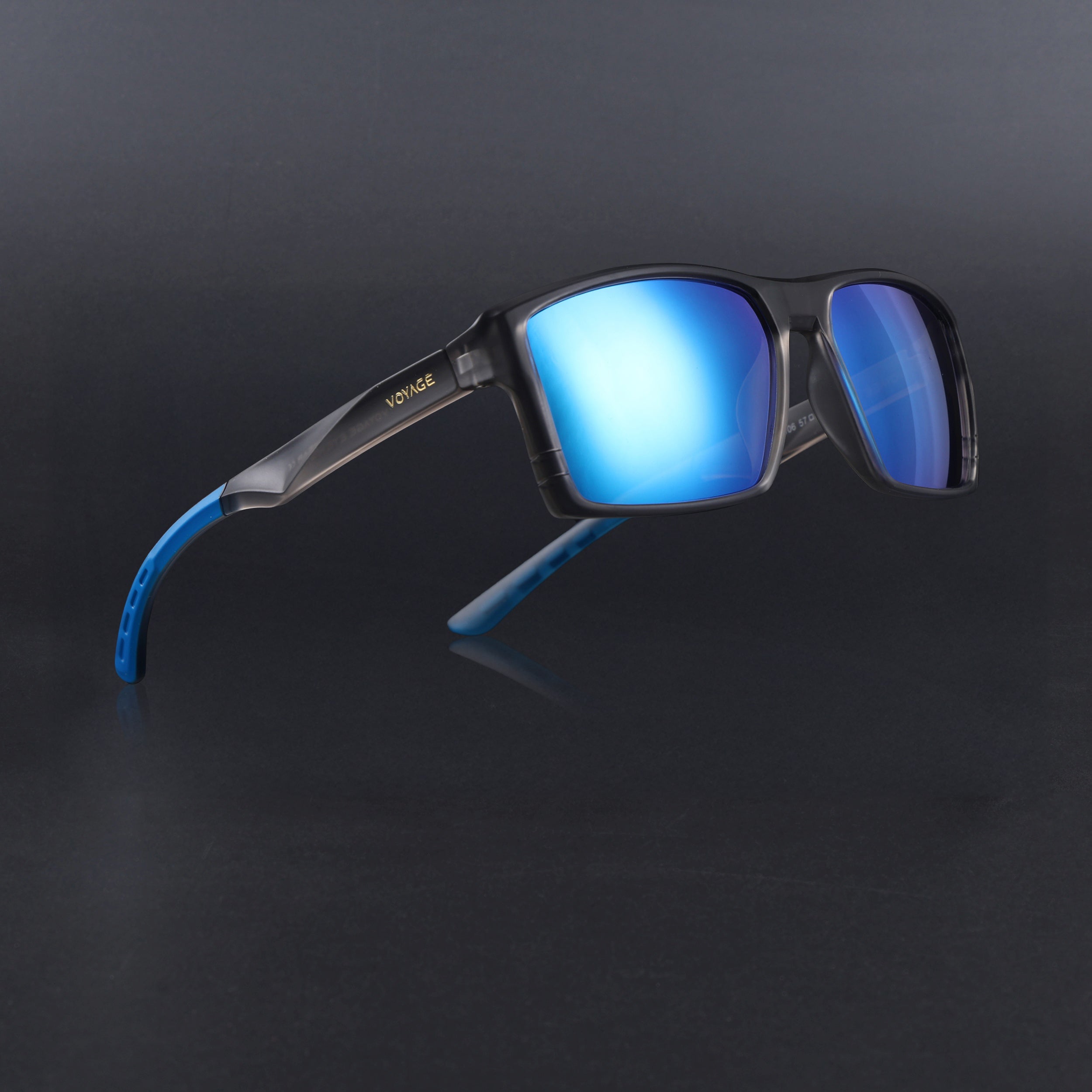 Square Polarized Sunglasses | Blue Lens | Grey Frame - PMG6745