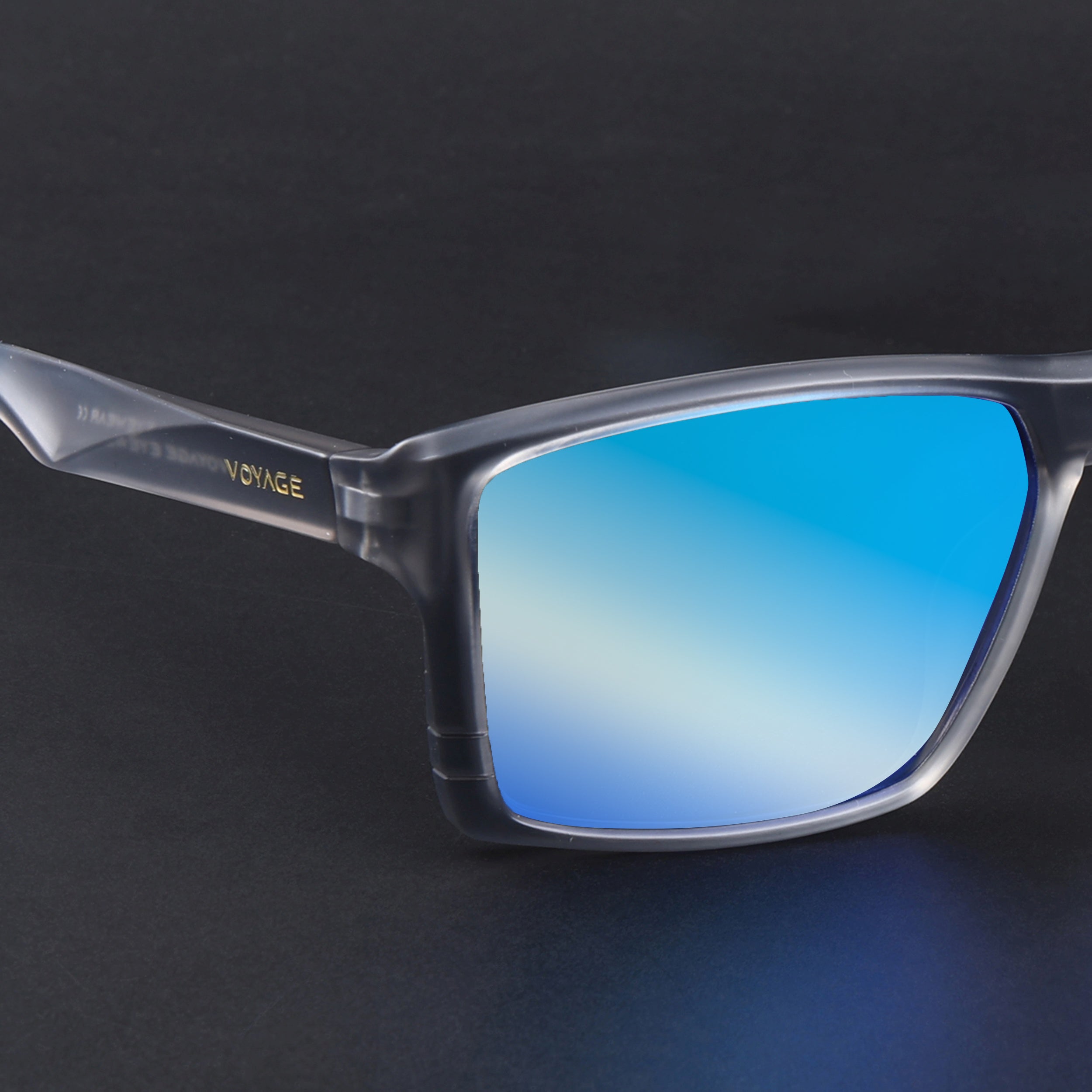 Square Polarized Sunglasses | Blue Lens | Grey Frame - PMG6745