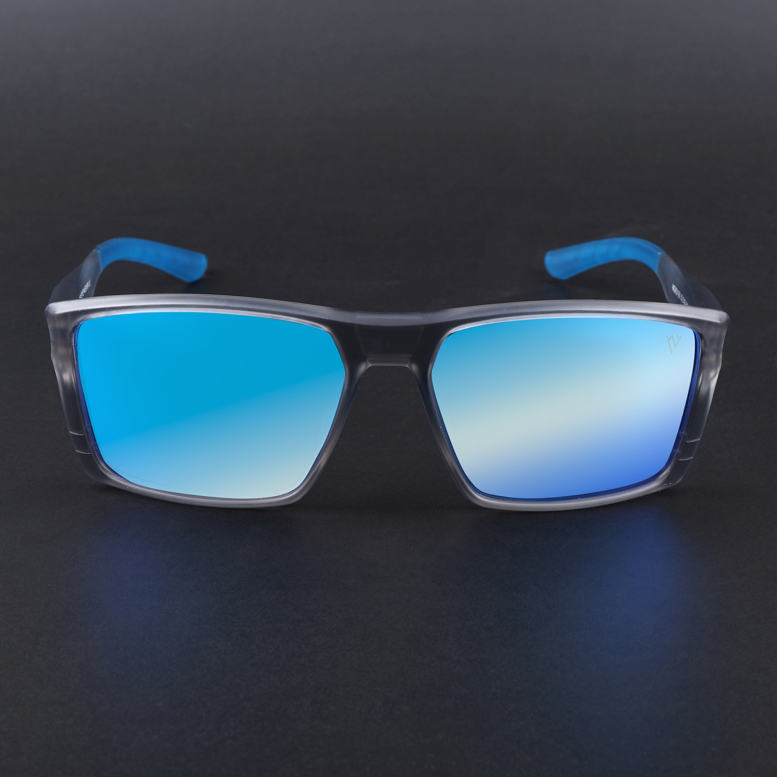 Square Polarized Sunglasses | Blue Lens | Grey Frame - PMG6745