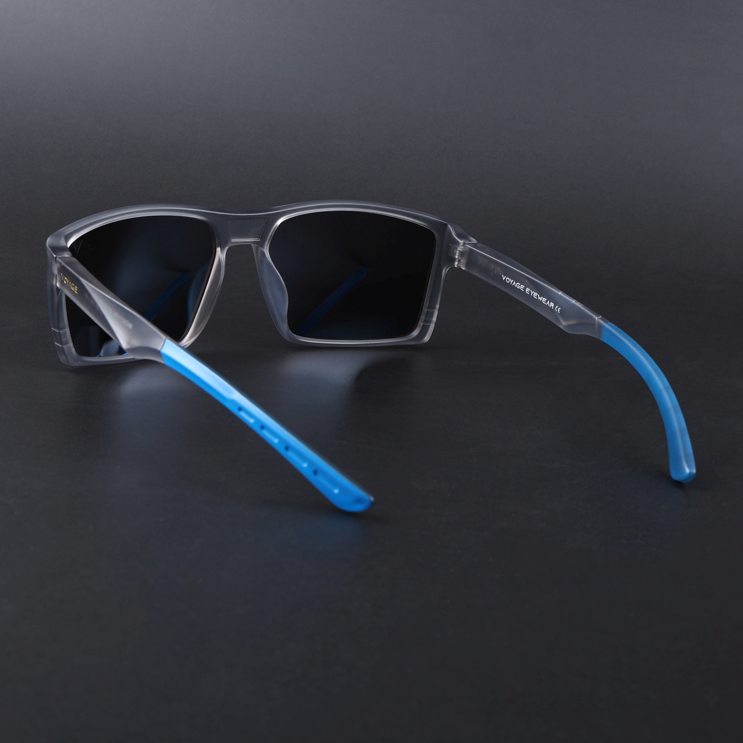 Square Polarized Sunglasses | Blue Lens | Grey Frame - PMG6745