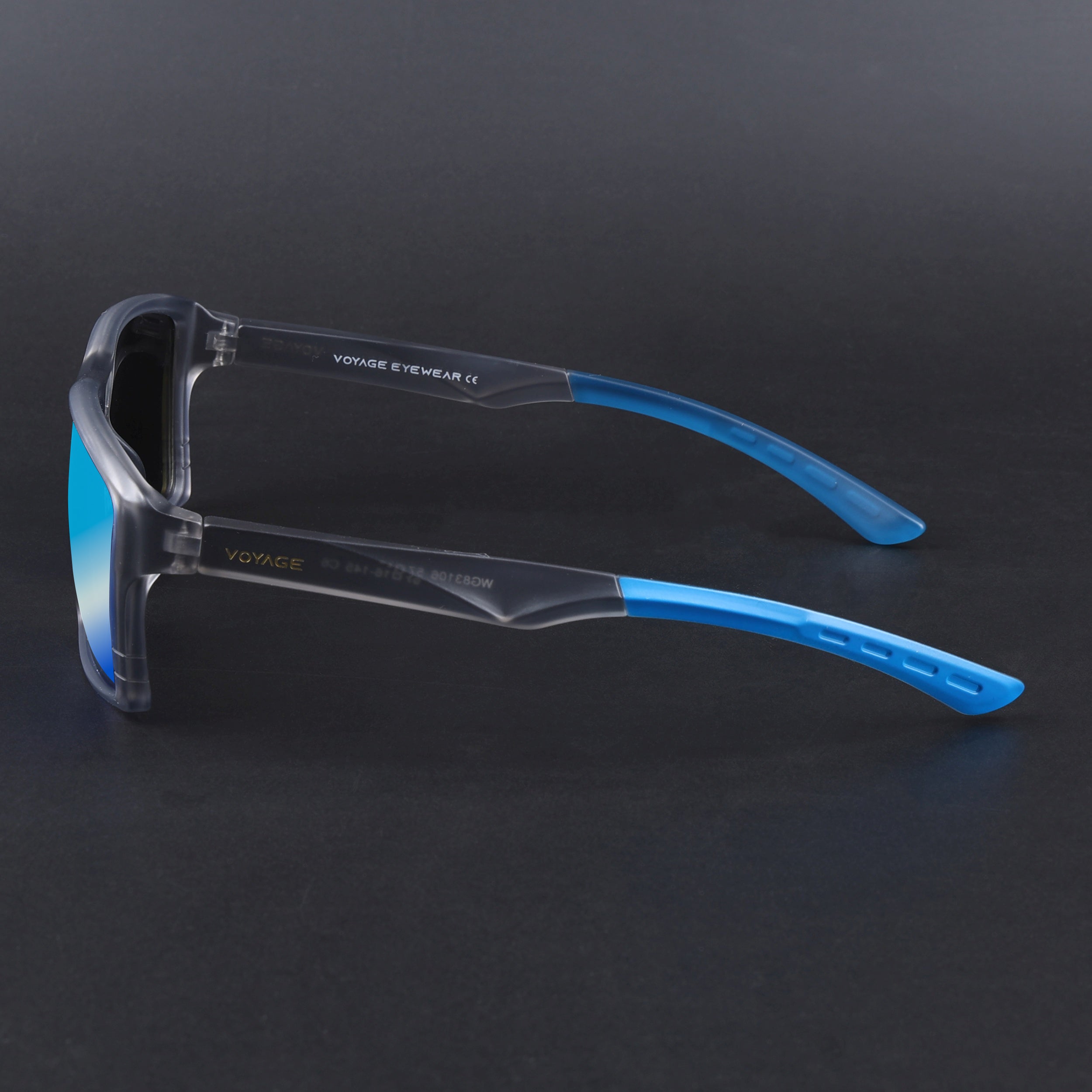 Square Polarized Sunglasses | Blue Lens | Grey Frame - PMG6745