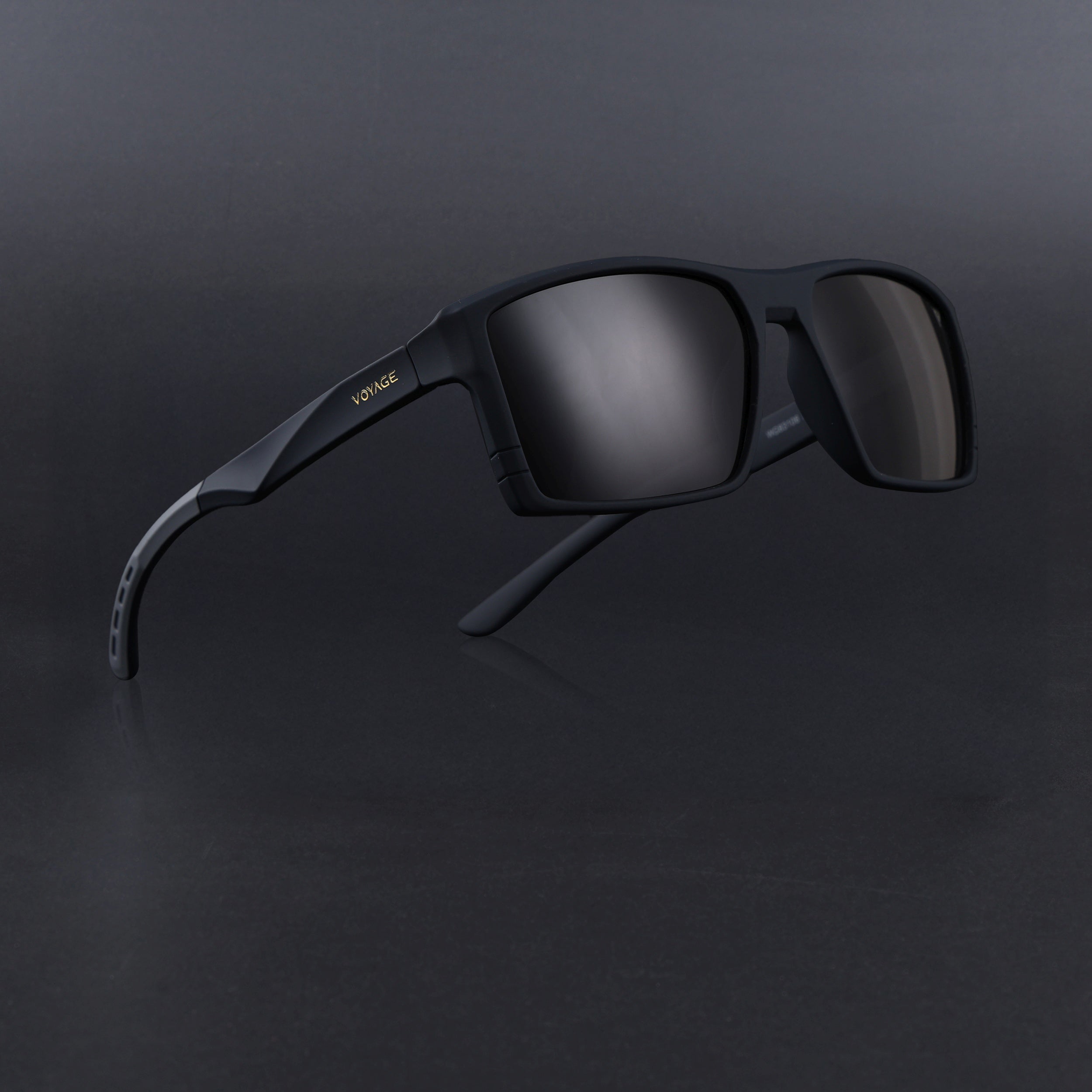 Square Polarized Sunglasses | Black Lens | Navy Blue Frame - PMG6746